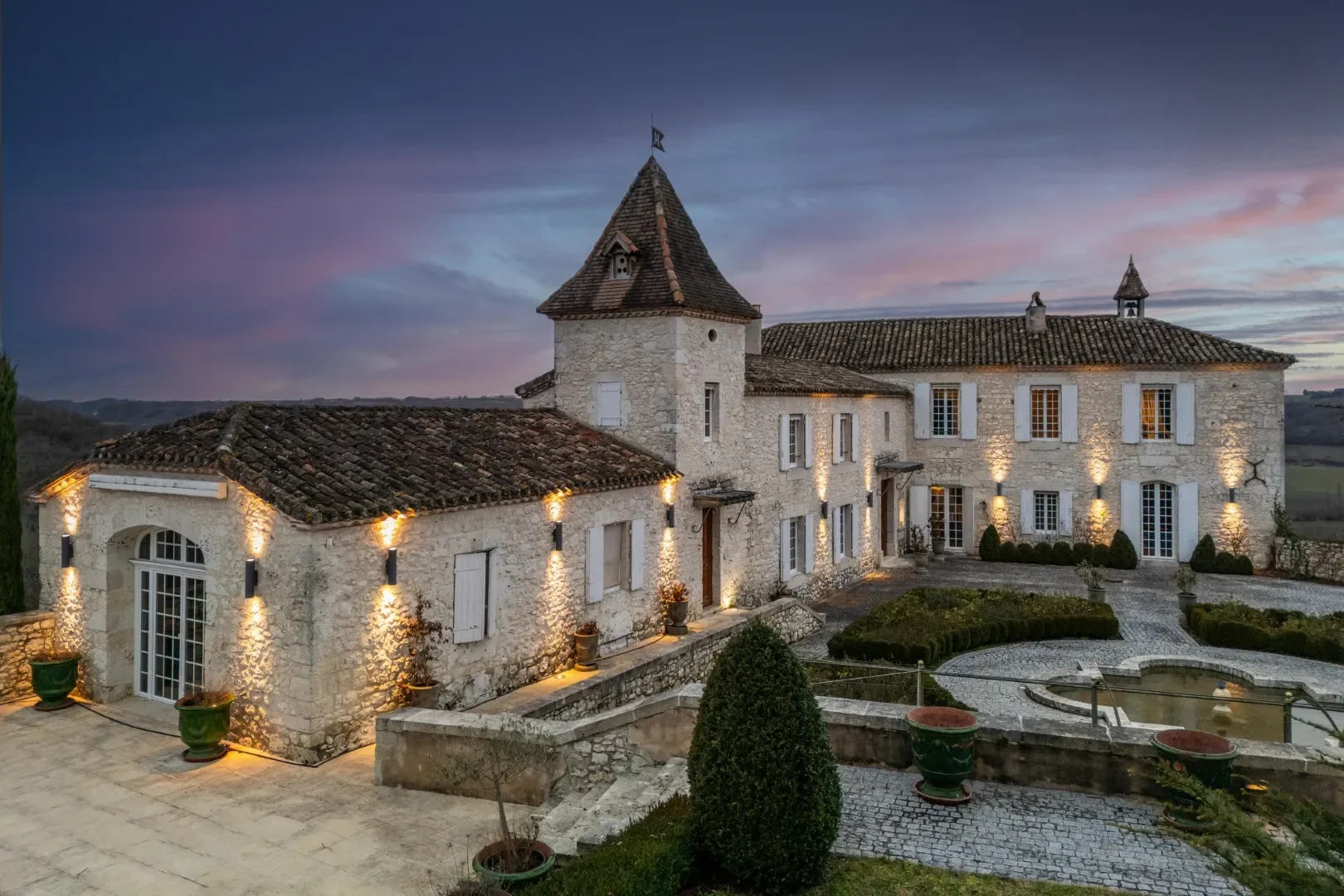 Outside of 61 hectare historic estate overlooking Roquecor, Occitanie.