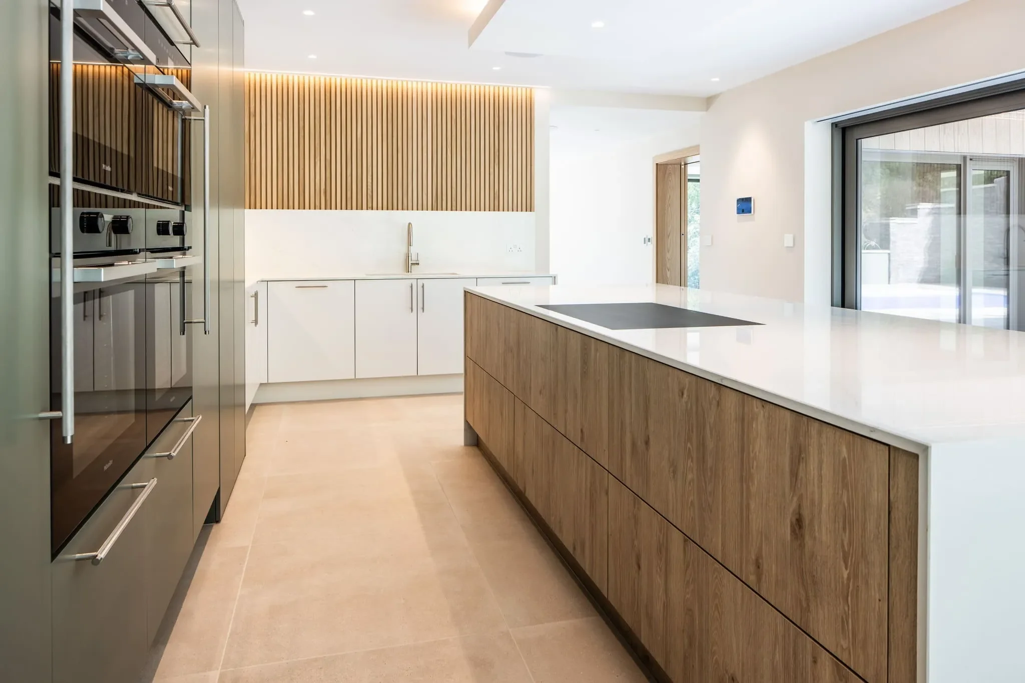 Modern open plan kitchen at the Jersey villa for sale