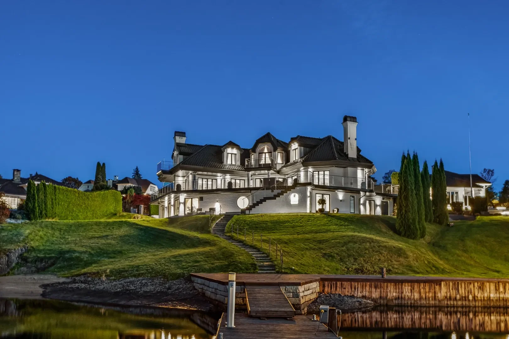image from the pier of the luxury villa for sale in Oslo