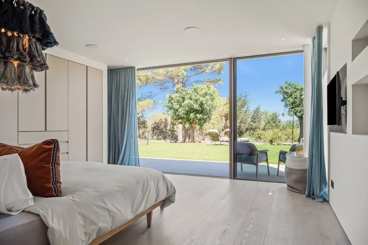 image of the picturesque view from one of the bedrooms at the Cala Bassa villa