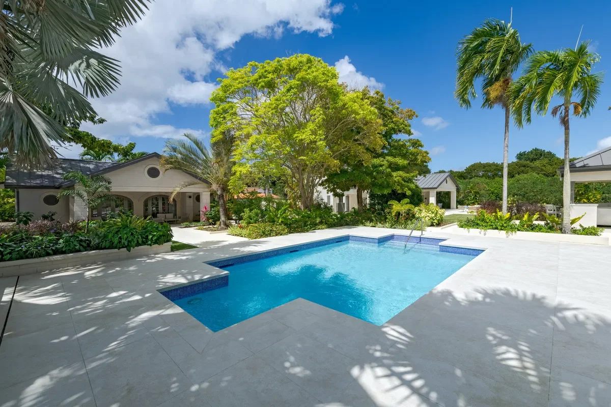 image of the pool area at the Barbados villa for sale