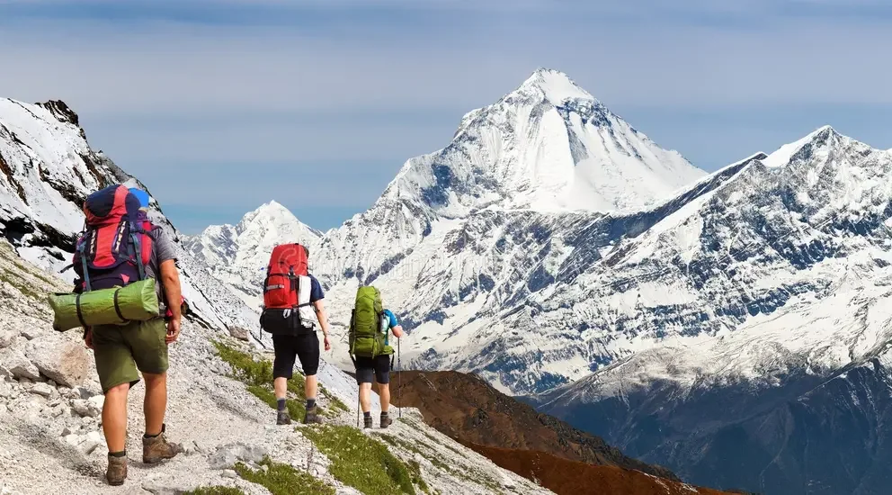 mount-dhaulagiri-peak-three-hikers-himalaya-mountain-as-seen-near-thorung-la-pass-round-annapurna-circuit-trekking-trail-nepal-445942628.webp