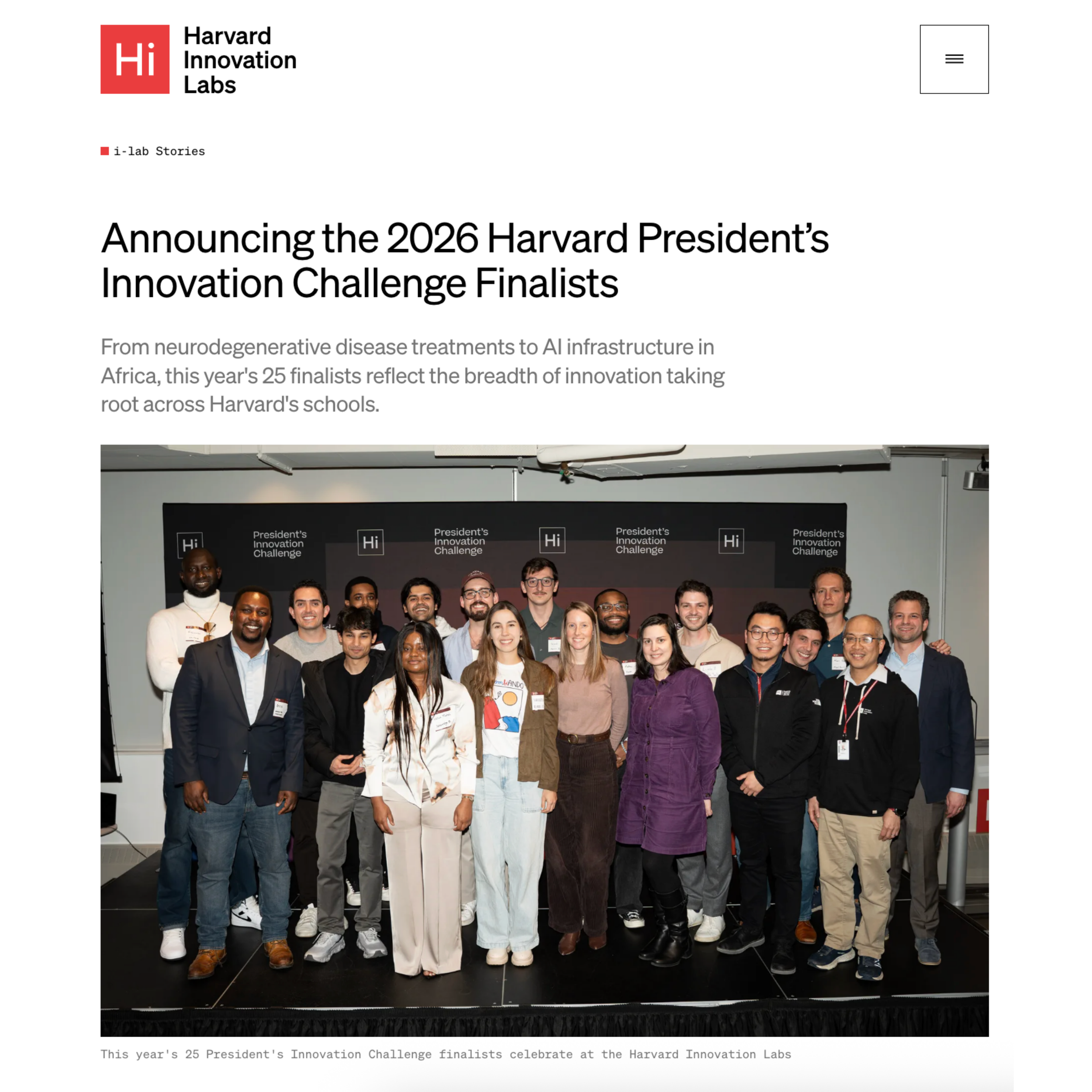 Mona selected as a finalist in the 2026 Harvard President’s Innovation Challenge