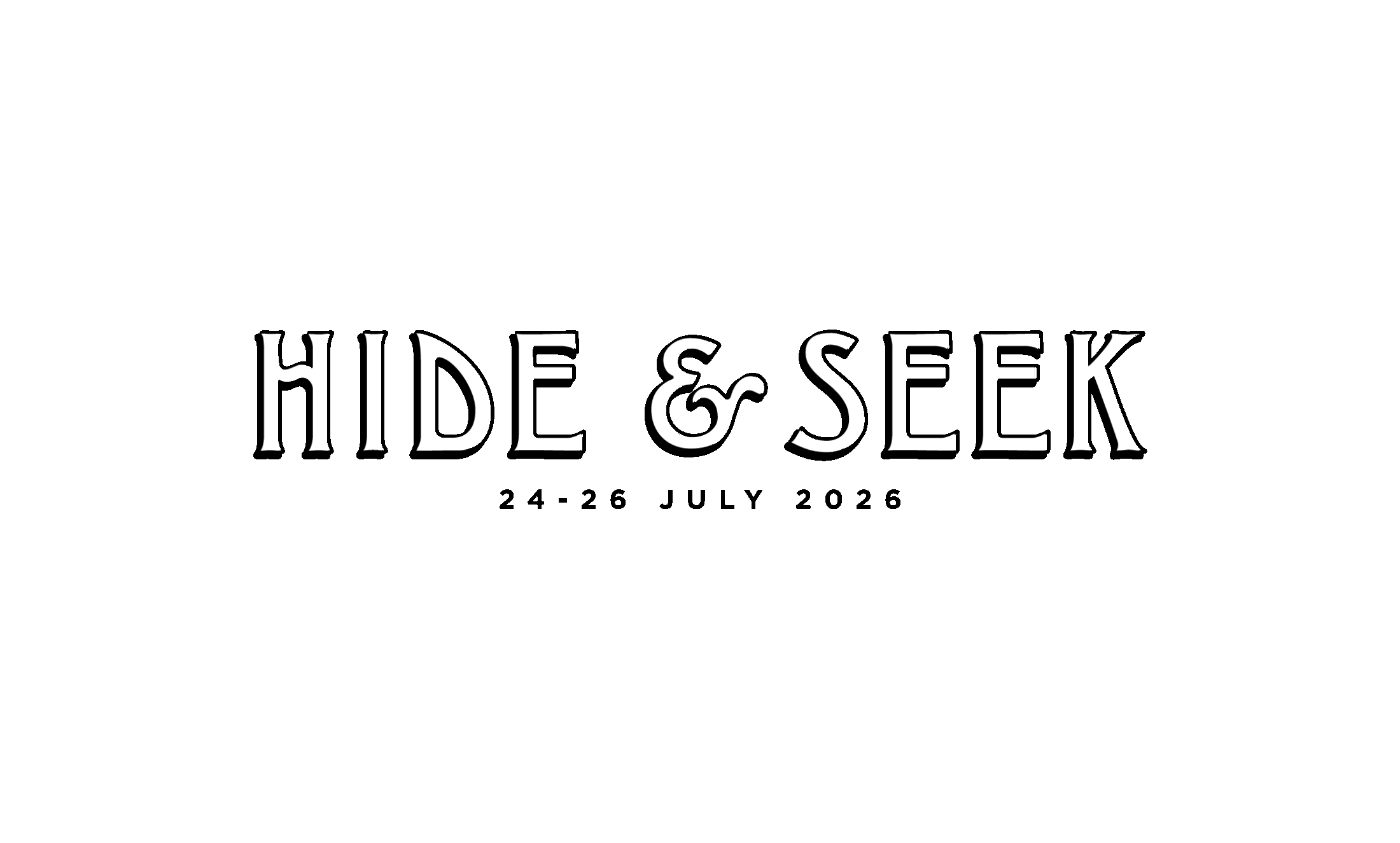 The text 'HIDE & SEEK' in white letters on a black background.