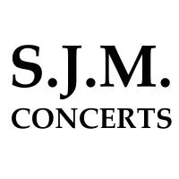Logo for S.J.M. Concerts with text in black on a white background