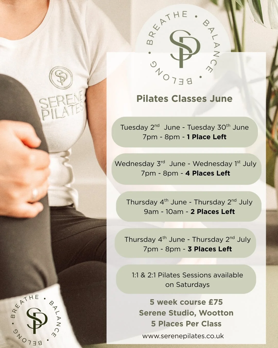 June timetable update 👀

A calm space to build strength, stability and balance, working on controlling the movements with out rushing, concentration and focusing on good quality movements. 

I&rsquo;ve had so much lovely feedback over the past few m