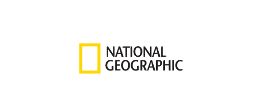 National Geographic logo with yellow rectangle and black text on a white background.