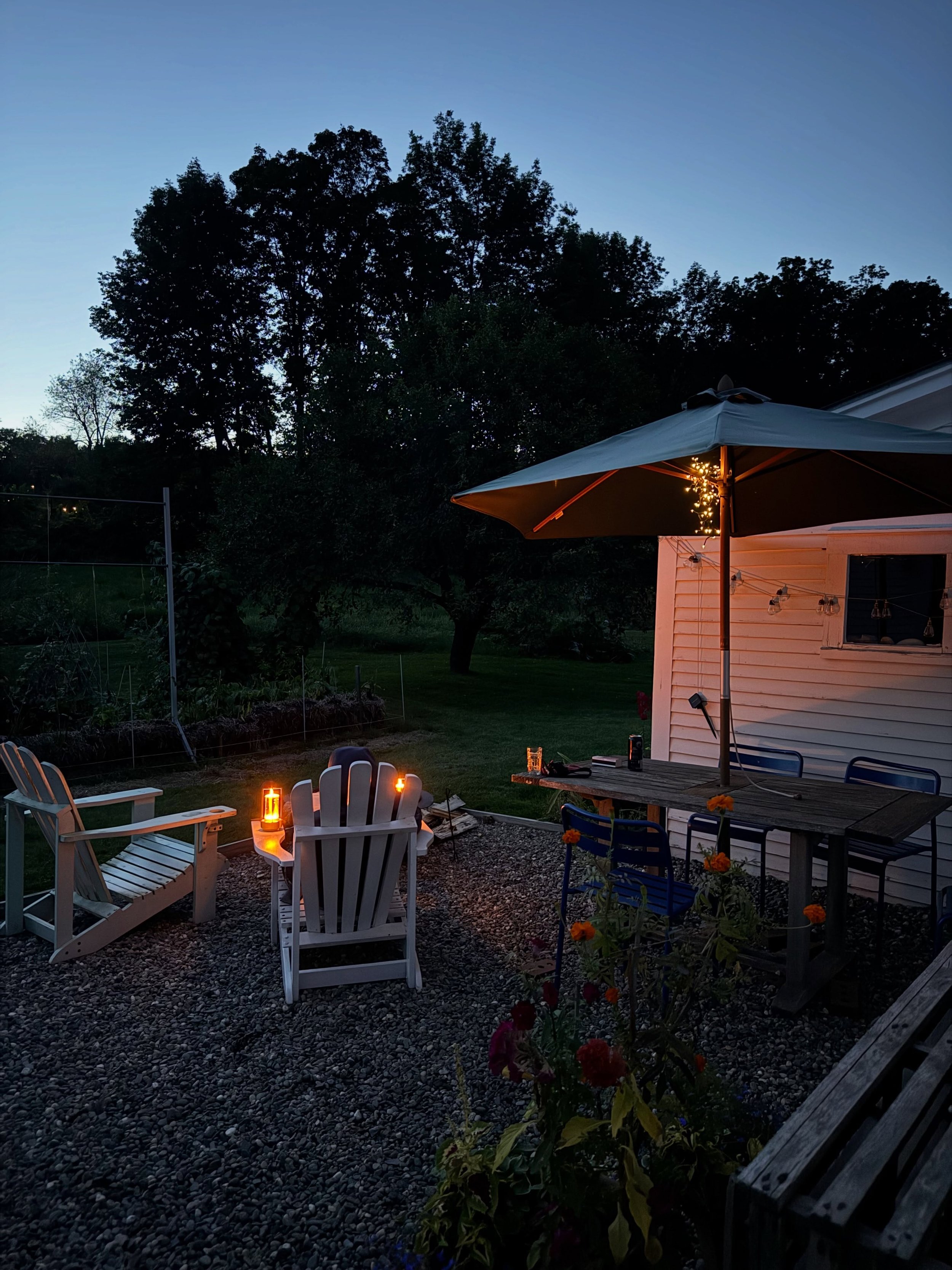 So still tonight. And a little chilly. We both read by fire and low light. We celebrate our 36th anniversary this Tuesday. Grateful.
