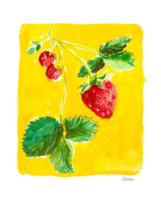 Strawberry-Study-on-Yellow-A2-card-Sue-Schlabach.jpg