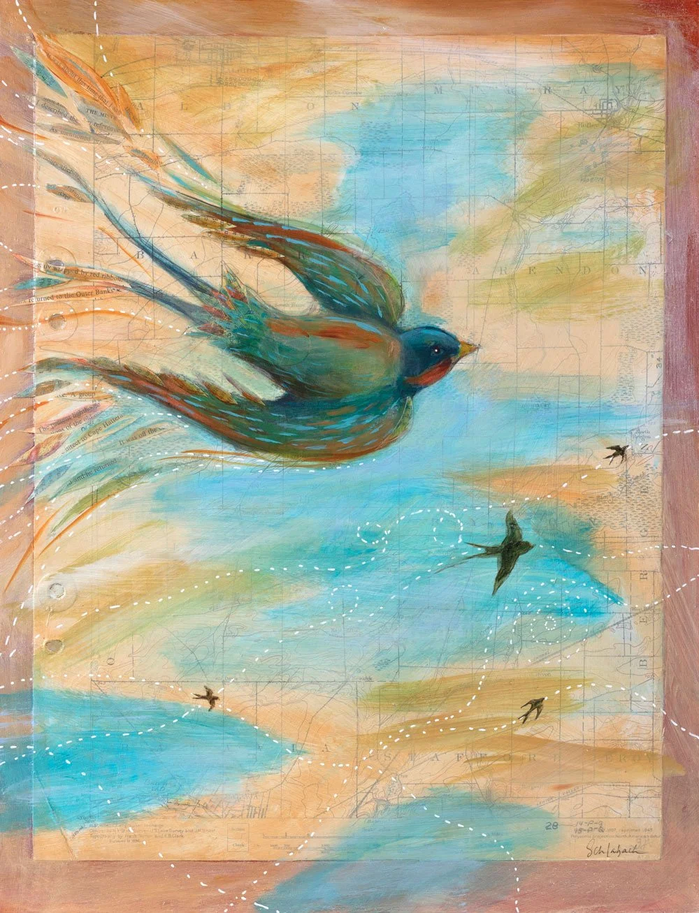 Migratory Pattern 15.75x21 $700