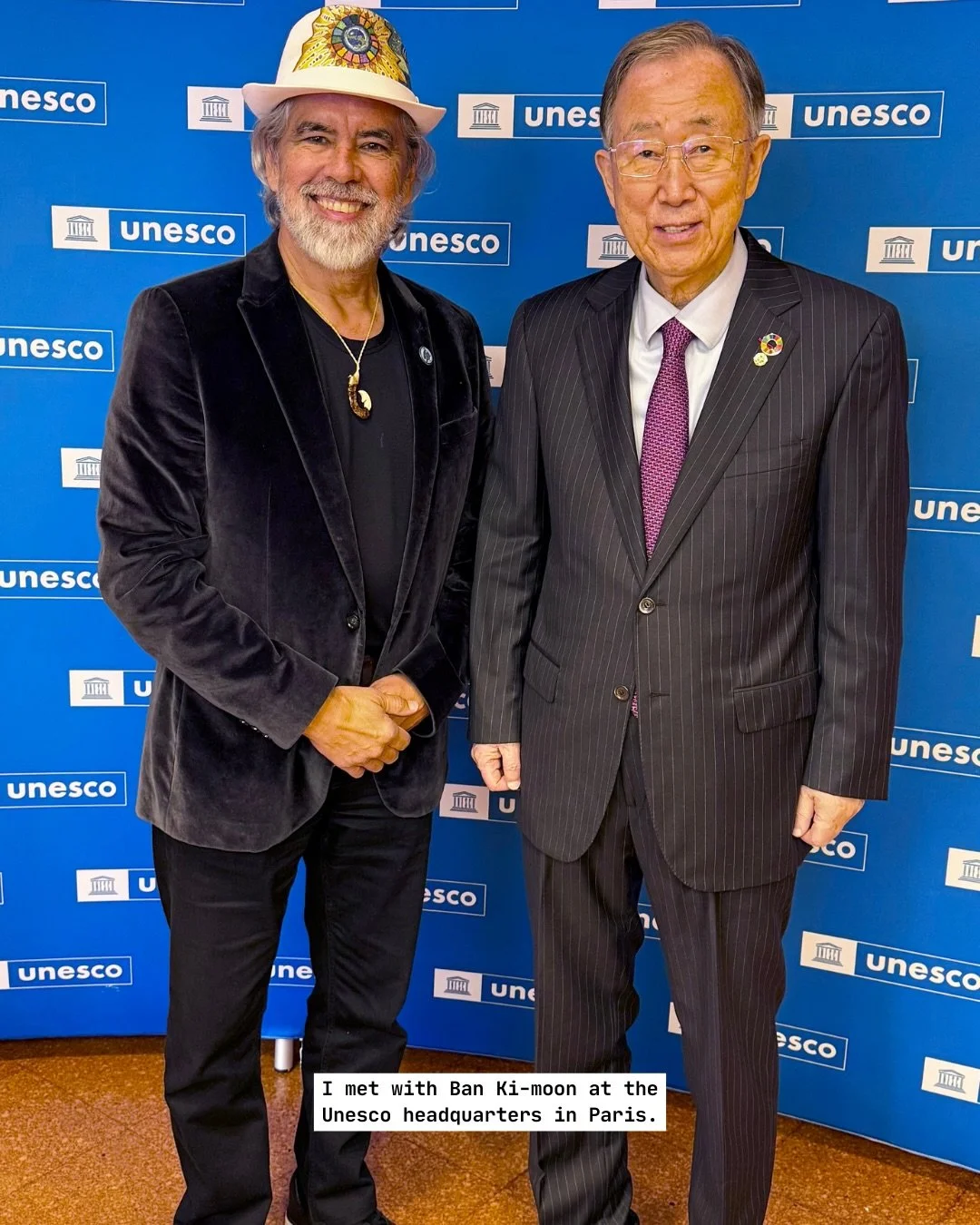 I met with Ban Ki-Moon at the UNESCO headquarters in Paris.