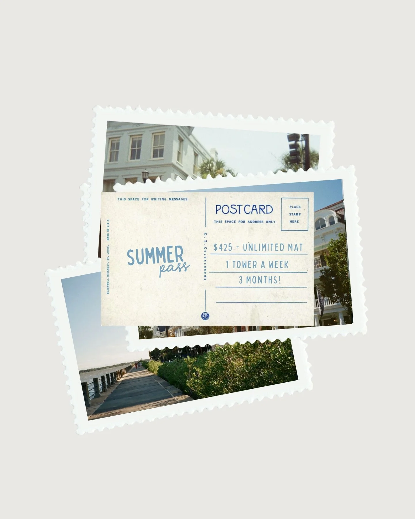 summer in charleston just got better 🌼

introducing our charleston summer pass &mdash; 3 months of movement, community, and feeling your best all season long!!!!

for $425, enjoy:
&bull; unlimited mat classes
&bull; 1 tower class every week
&bull; a