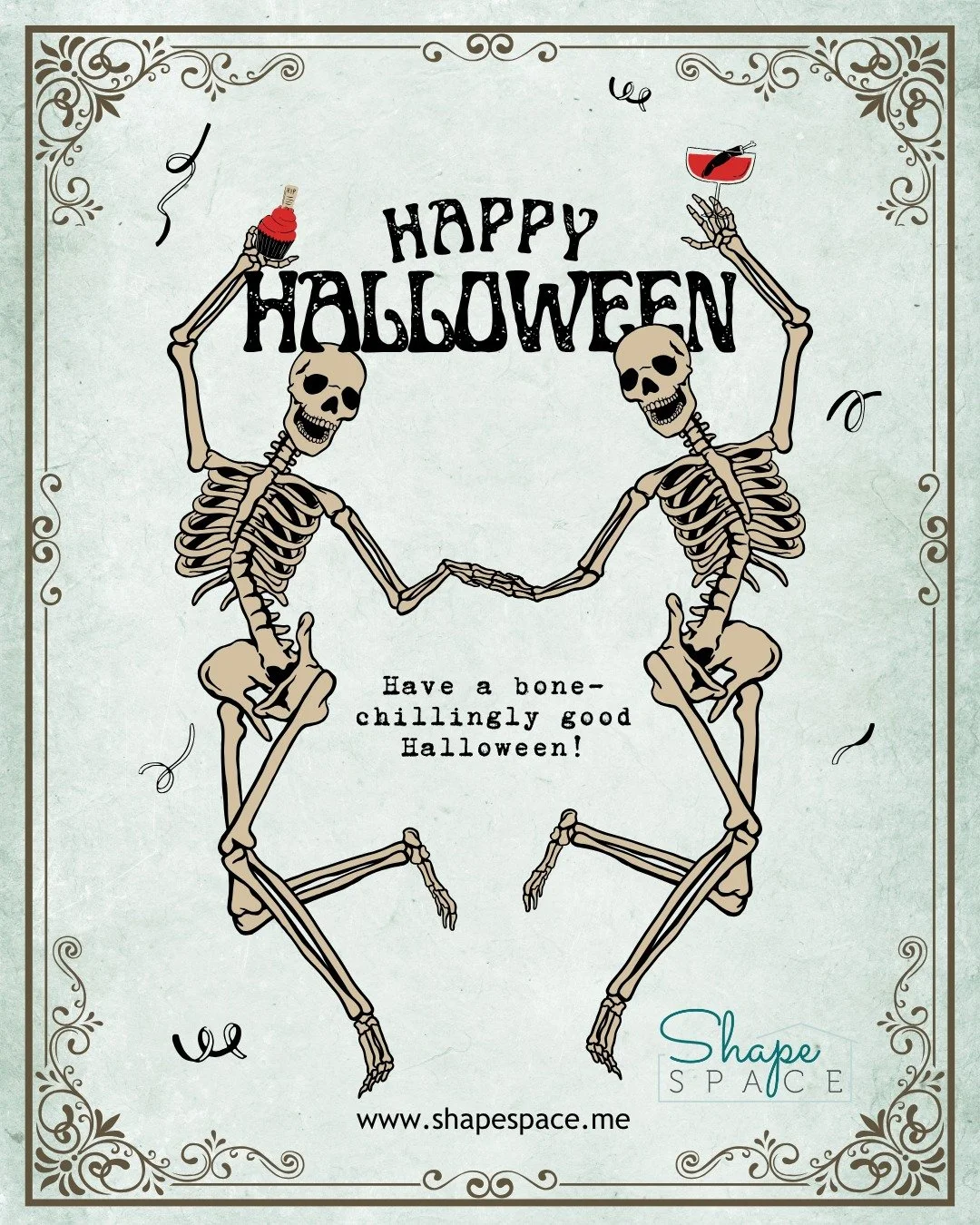 We&rsquo;re dancing into Halloween with good vibes and great bones! 💀✨ Wishing you a frightfully fun night! #HappyHalloween #ShapeSpace #SpookySeason #SkeletonDance #HalloweenFun