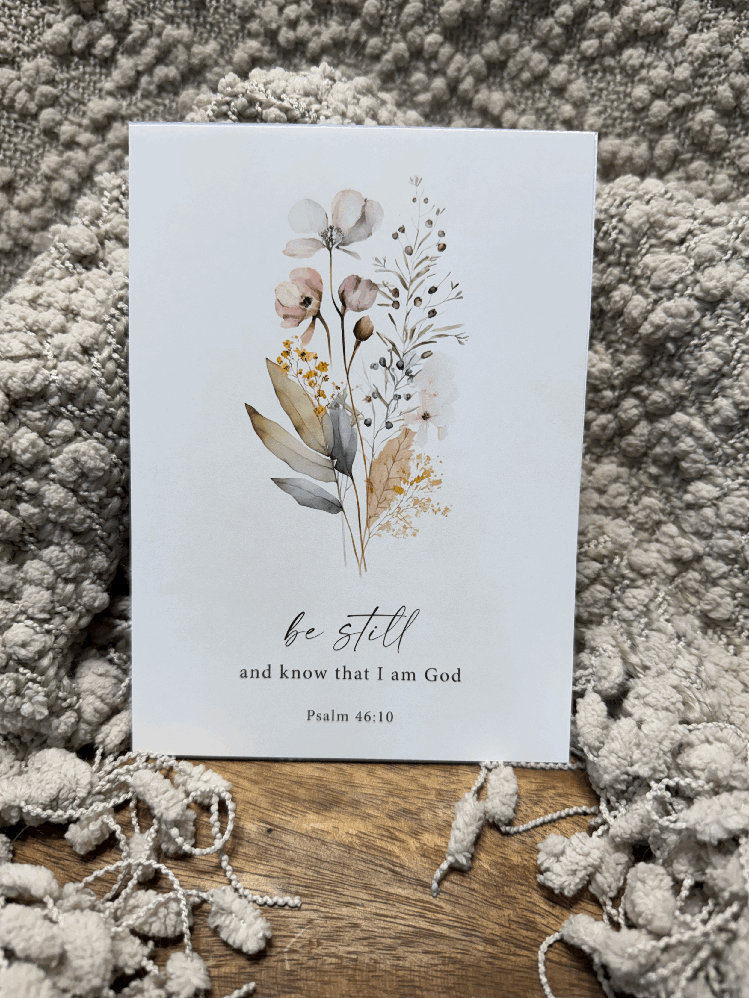 Be Still Floral Scripture Art Print 5x7
