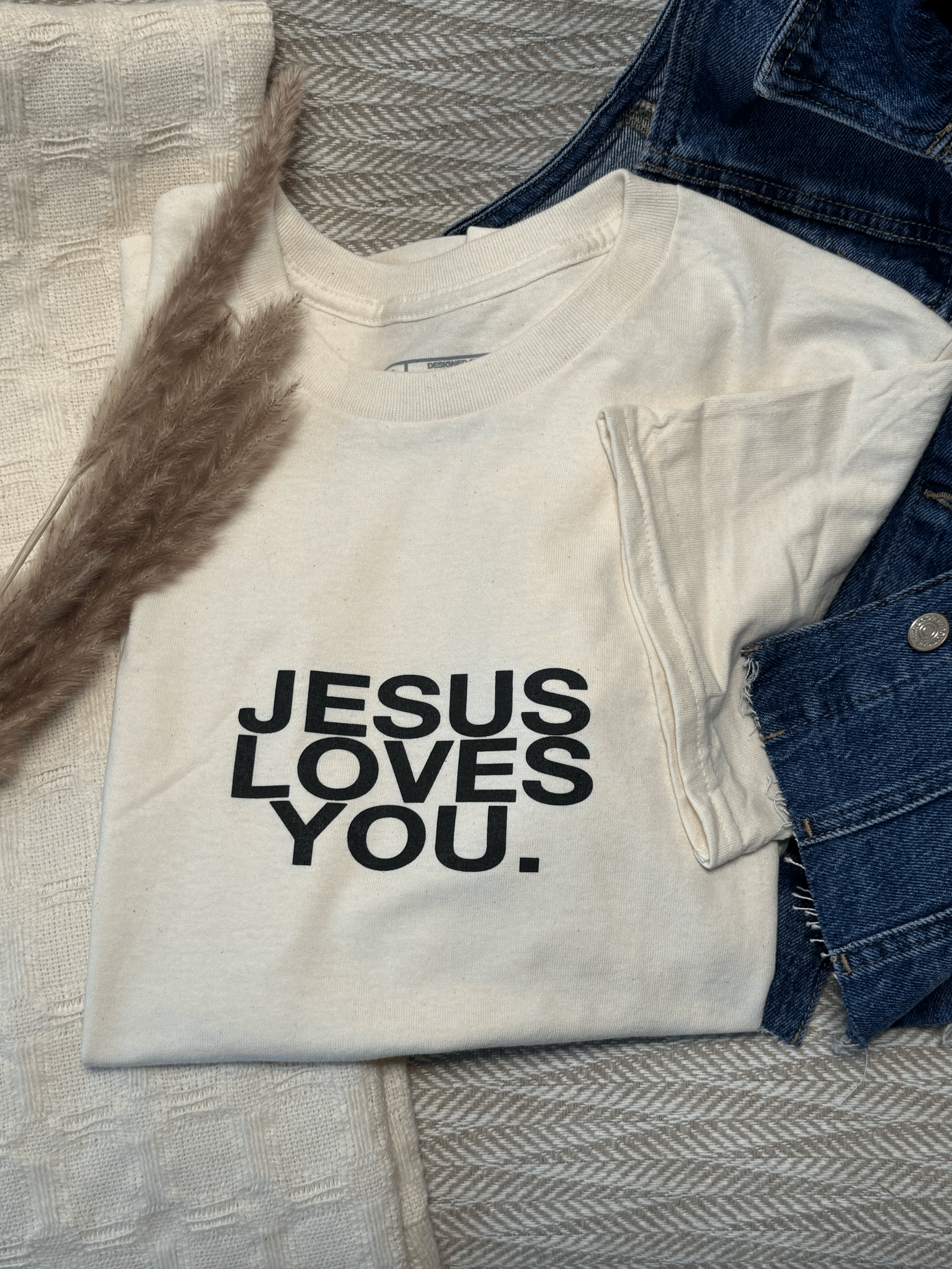 Jesus Loves You Logo Tee - Sand Tan