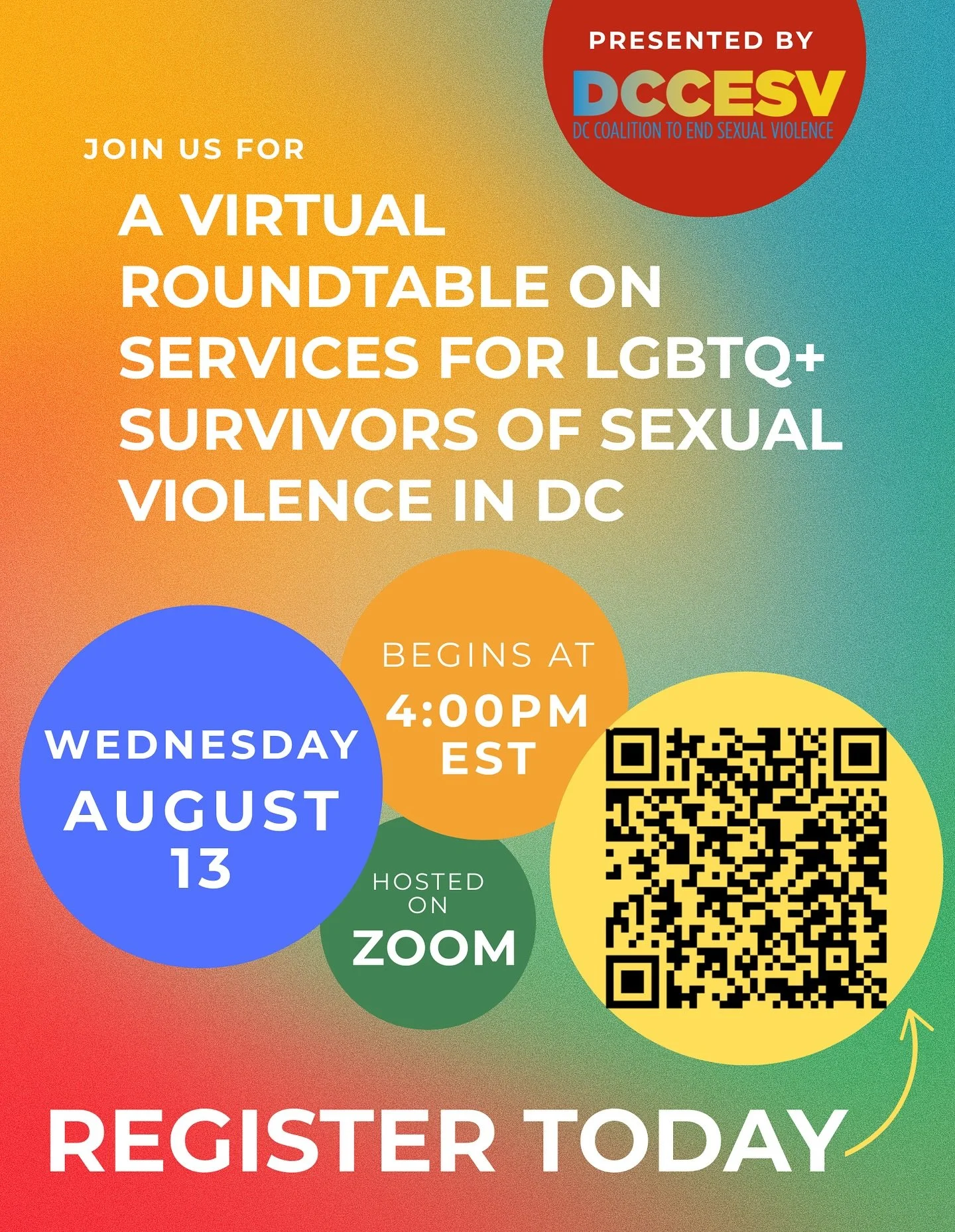 Join DCCESV for a community conversation focused on strengthening services and supports for LGBTQ+ survivors of sexual violence in Washington, DC. We&rsquo;re bringing together LGBTQ+ community members, the service providers who support them, and all