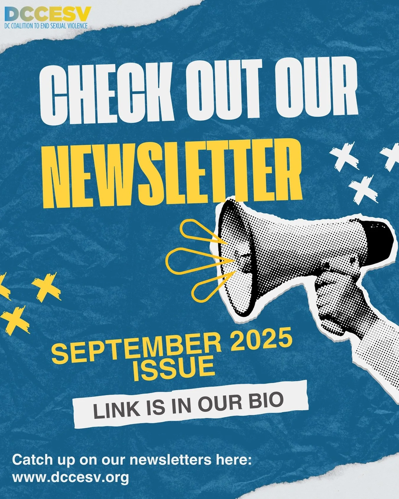 Check out our latest newsletter! 🩵

This issue contains recent community events, legislative updates, and upcoming trainings! Be sure to check it out! 📰🗞️

Click the link in our bio or visit www.DCCESV.org

#DCCESV #DCCoalitiontoEndSexualViolence 