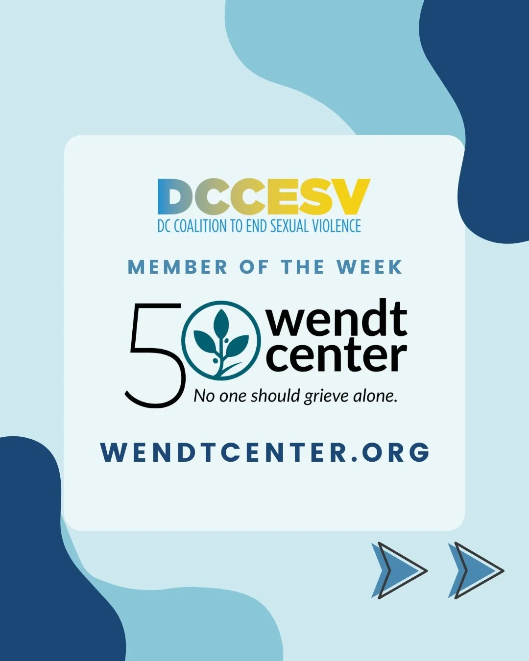This week, the DC Coalition to End Sexual Violence highlights our Member Organization, the Wendt Center for Loss and Healing.

Since 1975, the Wendt Center for Loss and Healing has helped people in the greater DMV area rebuild a sense of safety and h