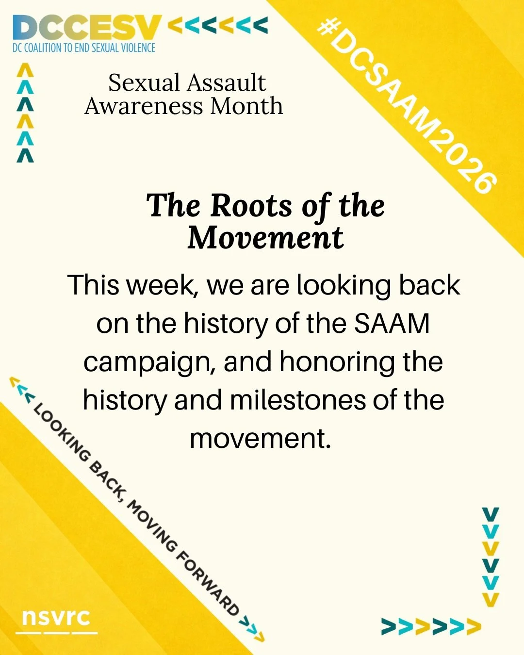 This week, we are looking back on the history of the SAAM campaign, and honoring the history and milestones of the movement 🩵

As DCCESV celebrates its 10-year anniversary, we&rsquo;re also reflecting on all our community has been able to accomplish