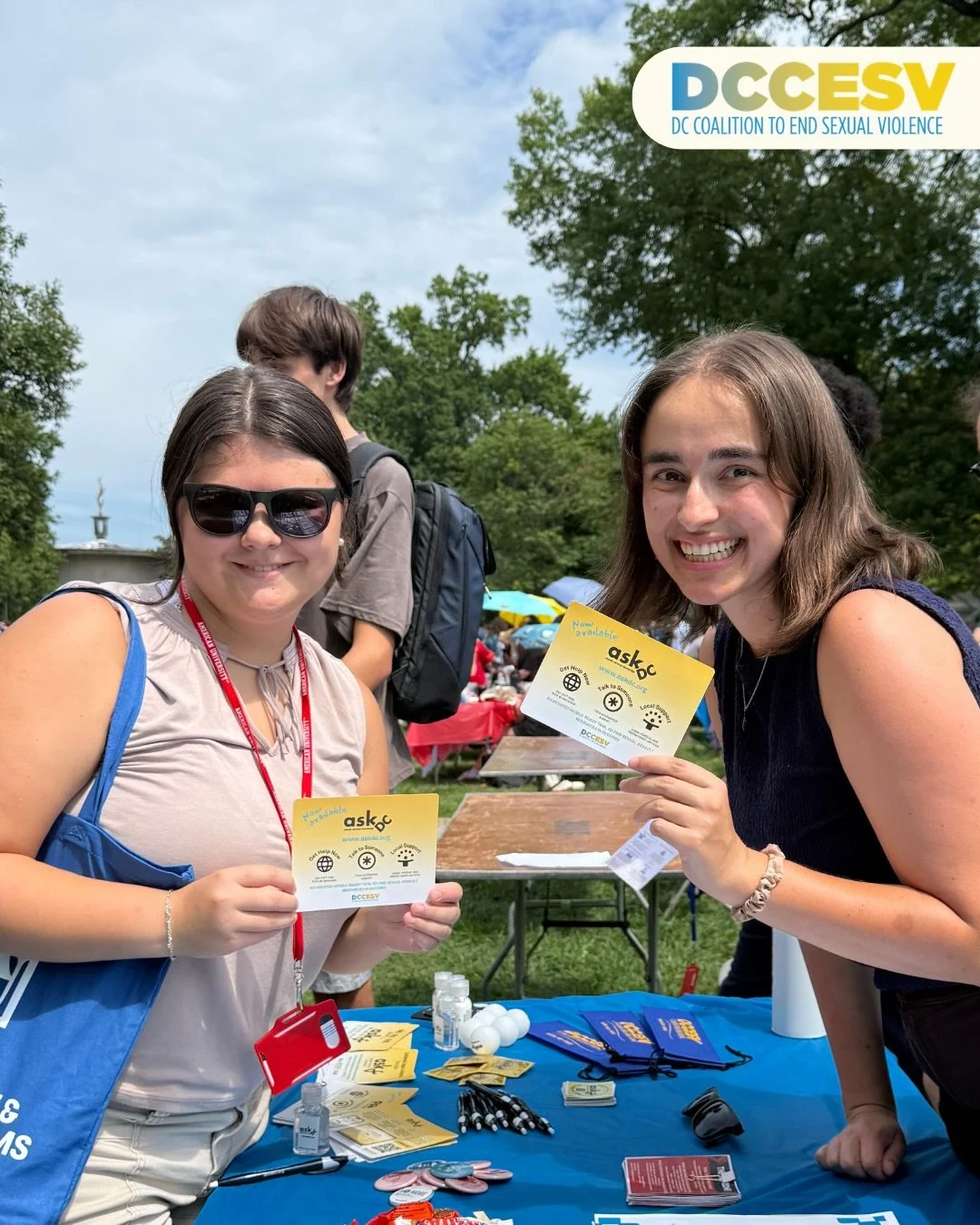 We kicked off National Campus Safety Awareness Month at American University&rsquo;s Student Involvement Fair with @nomore.au! 😎☀️

On a hot September day, dozens of students stopped by to grab ASK DC sunscreen, shades, and more while learning about 