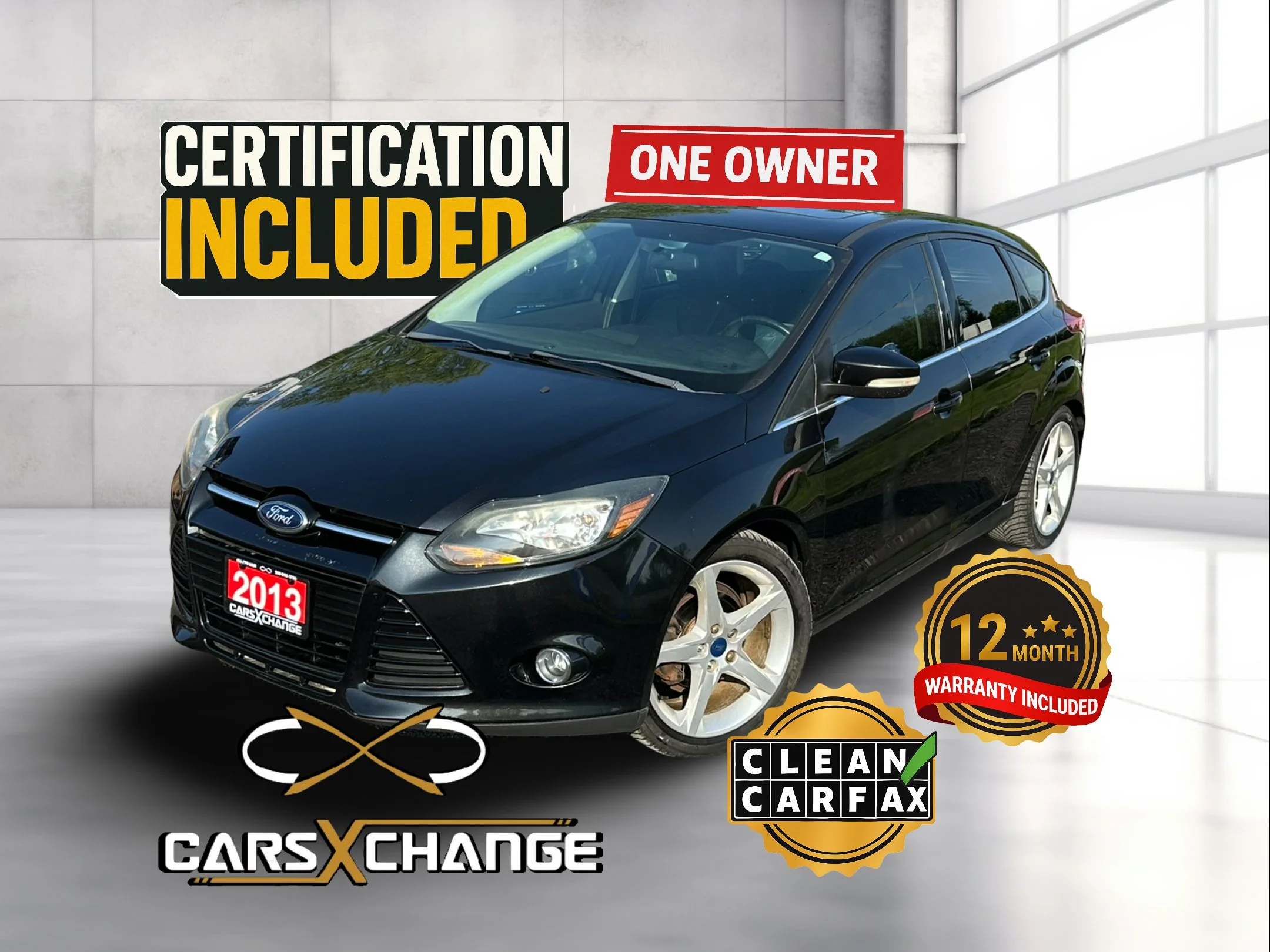2013 Ford Focus Titanium Hatchback ONE OWNER CLEAN CARFAX LOW KMS CERTIFY & WARRANTY (89,000KM)