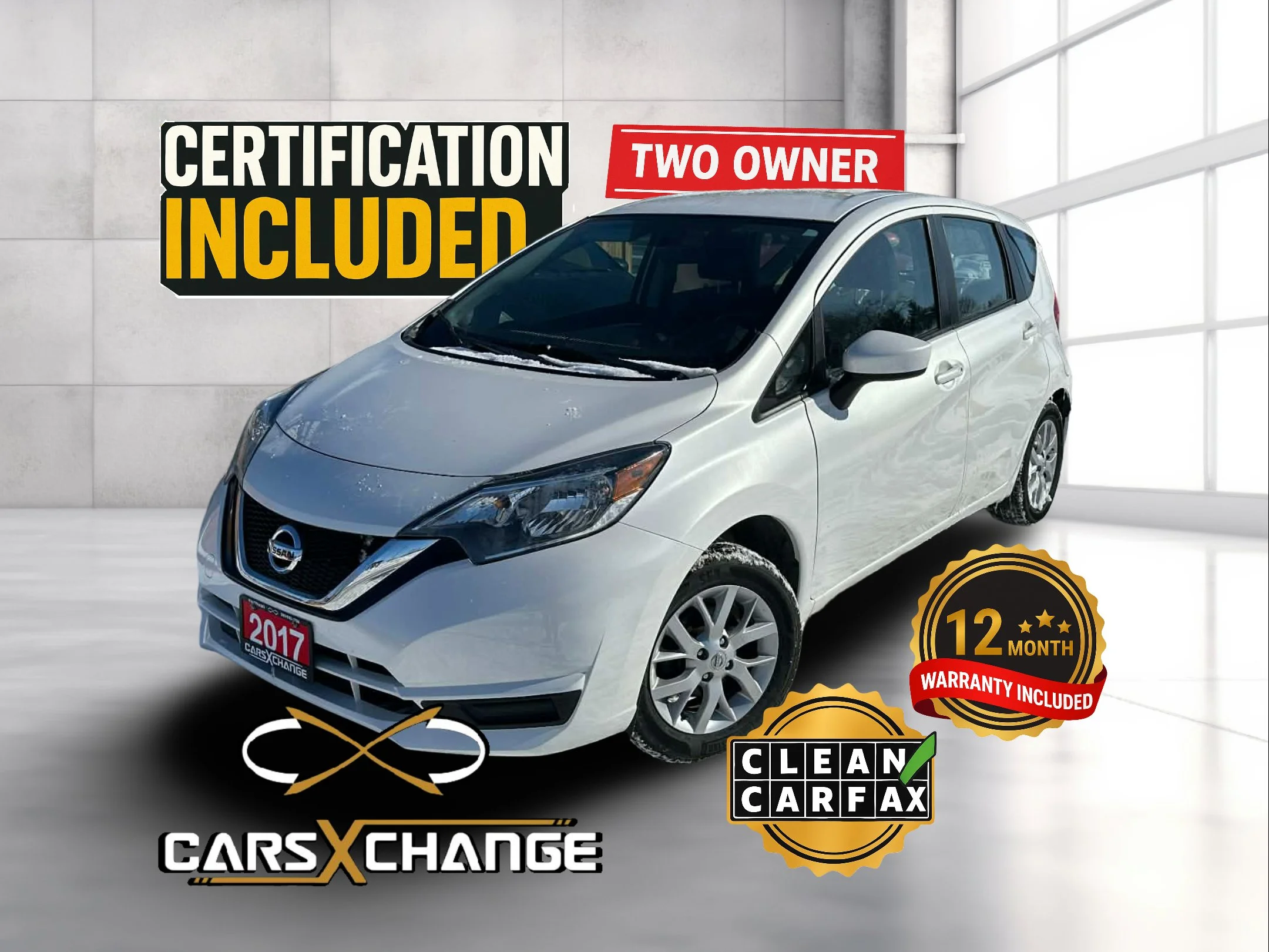 2017 Nissan Versa SV Hatchback TWO OWNER CLEAN CARFAX CERTIFY & WARRANTY (110,000KM)
