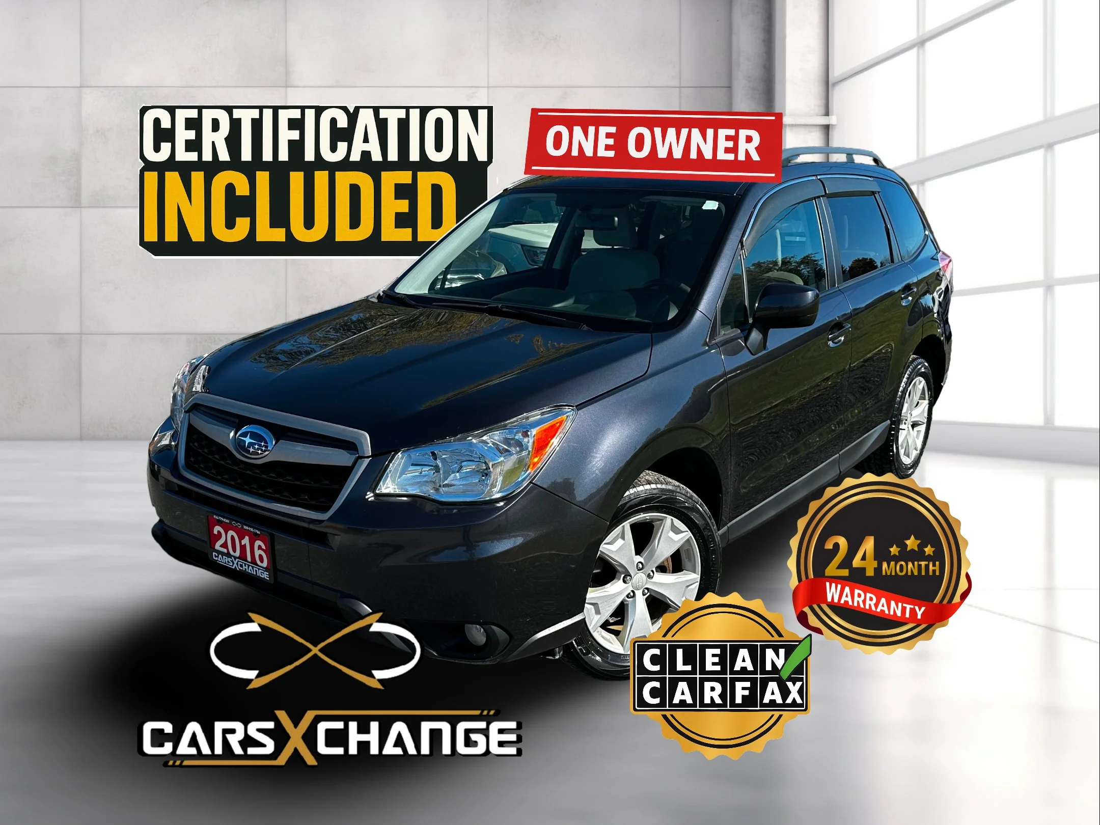 2016 Subaru Forester 2.5i Convenience AWD ONE OWNER CLEAN CARFAX CERTIFY & WARRANTY (110,000KM)
