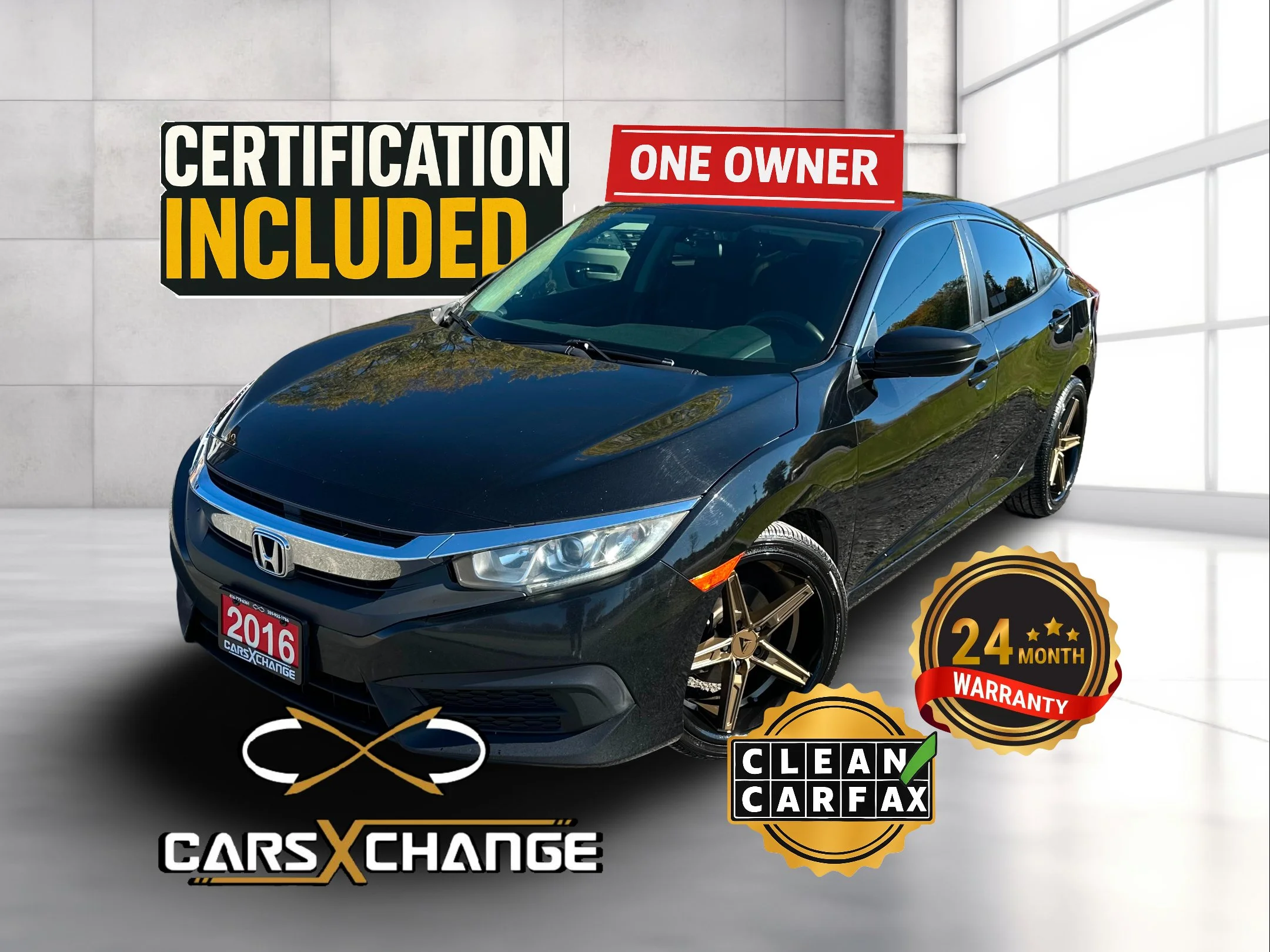2016 Honda Civic LX 2.0L ONE OWNER CLEAN CARFAX CERTIFY & WARRANTY (133,000KM)