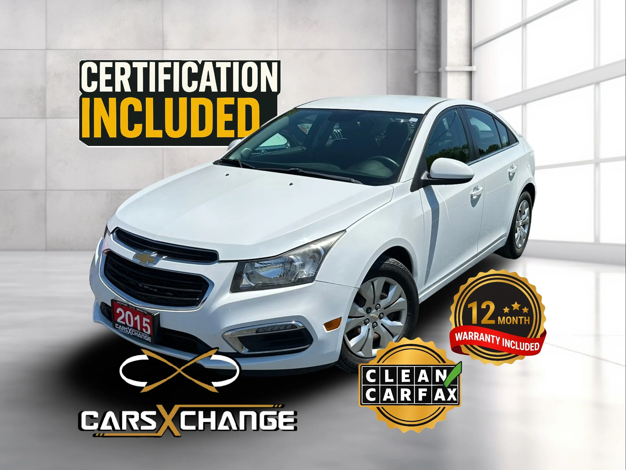 2015 Chevrolet Cruze LT CLEAN CARFAX CERTIFY & WARRANTY (118,000KM)