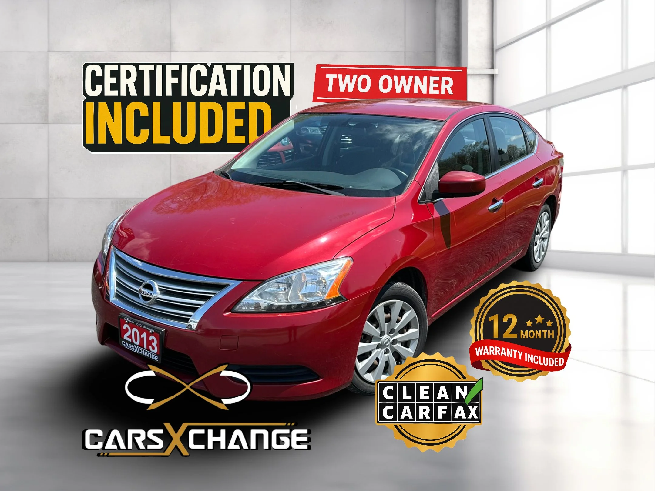 2013 Nissan Sentra SV TWO OWNER CLEAN CARFAX CERTIFY & WARRANTY (126,000KM)