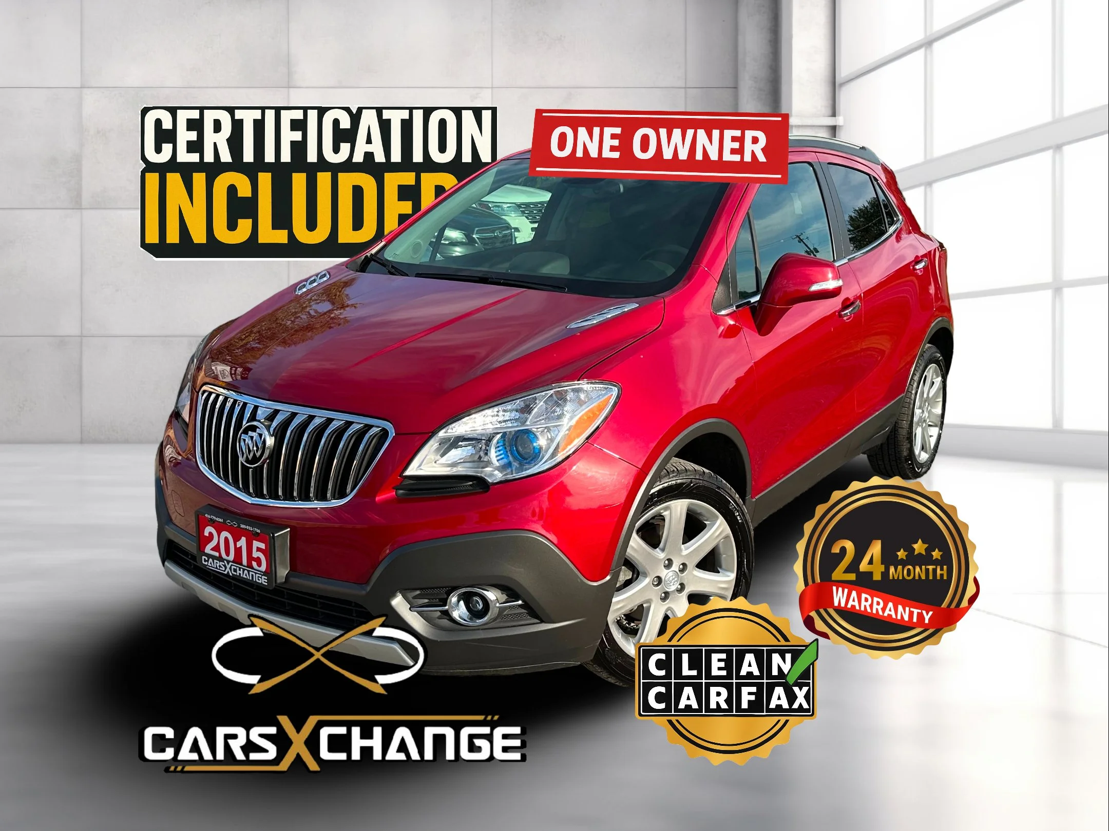 ** SOLD ** 2015 Buick Encore Leather AWD ONE OWNER CLEAN CARFAX LOW KMs CERTIFY & WARRANTY (58,000KM)
