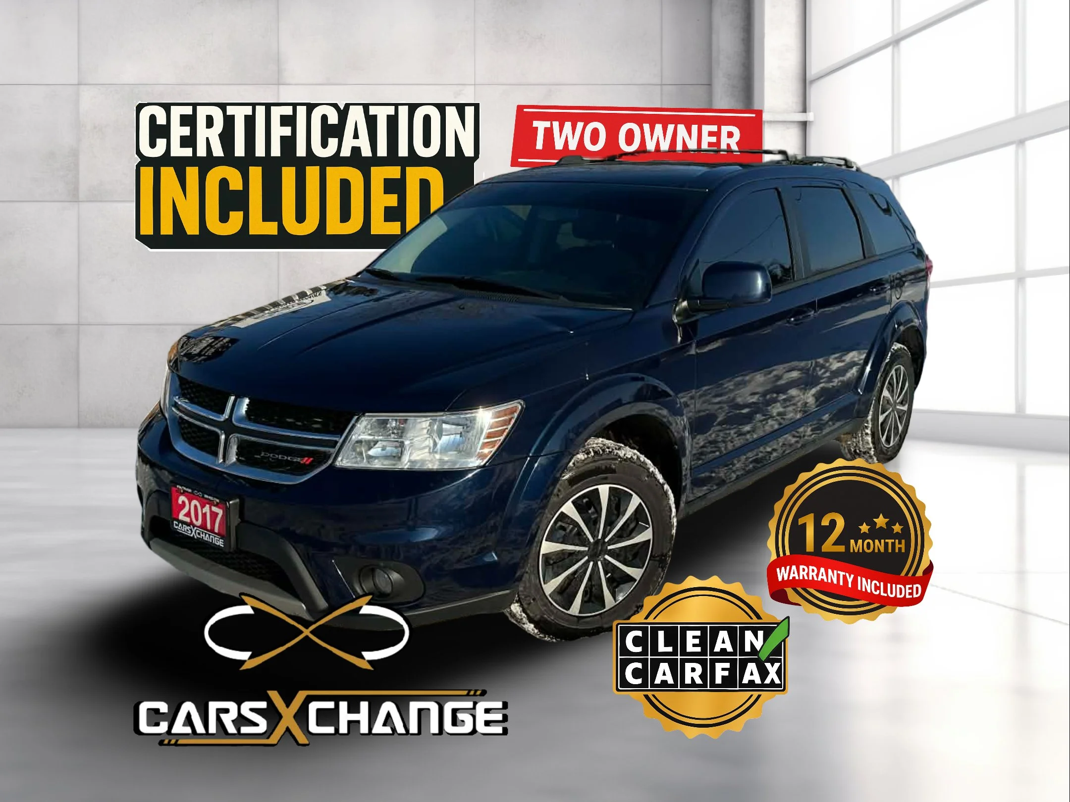 2017 Dodge Journey SXT TWO OWNER CLEAN CARFAX CERTIFY & WARRANTY (126,000KM)