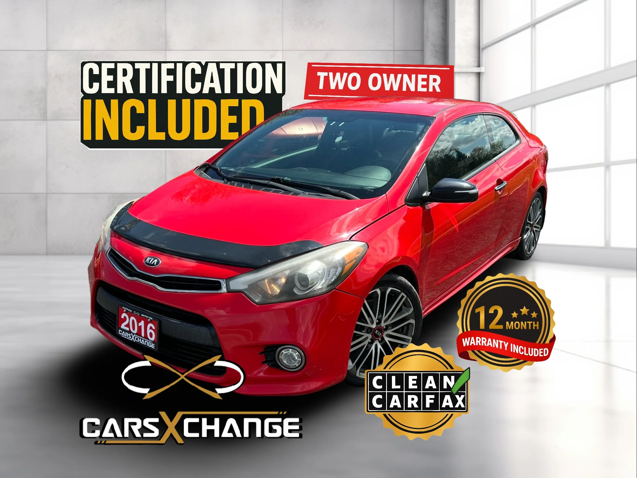 2016 Kia Forte SX Coupe TWO OWNER CLEAN CARFAX CERTIFY & WARRANTY (133,000KM)