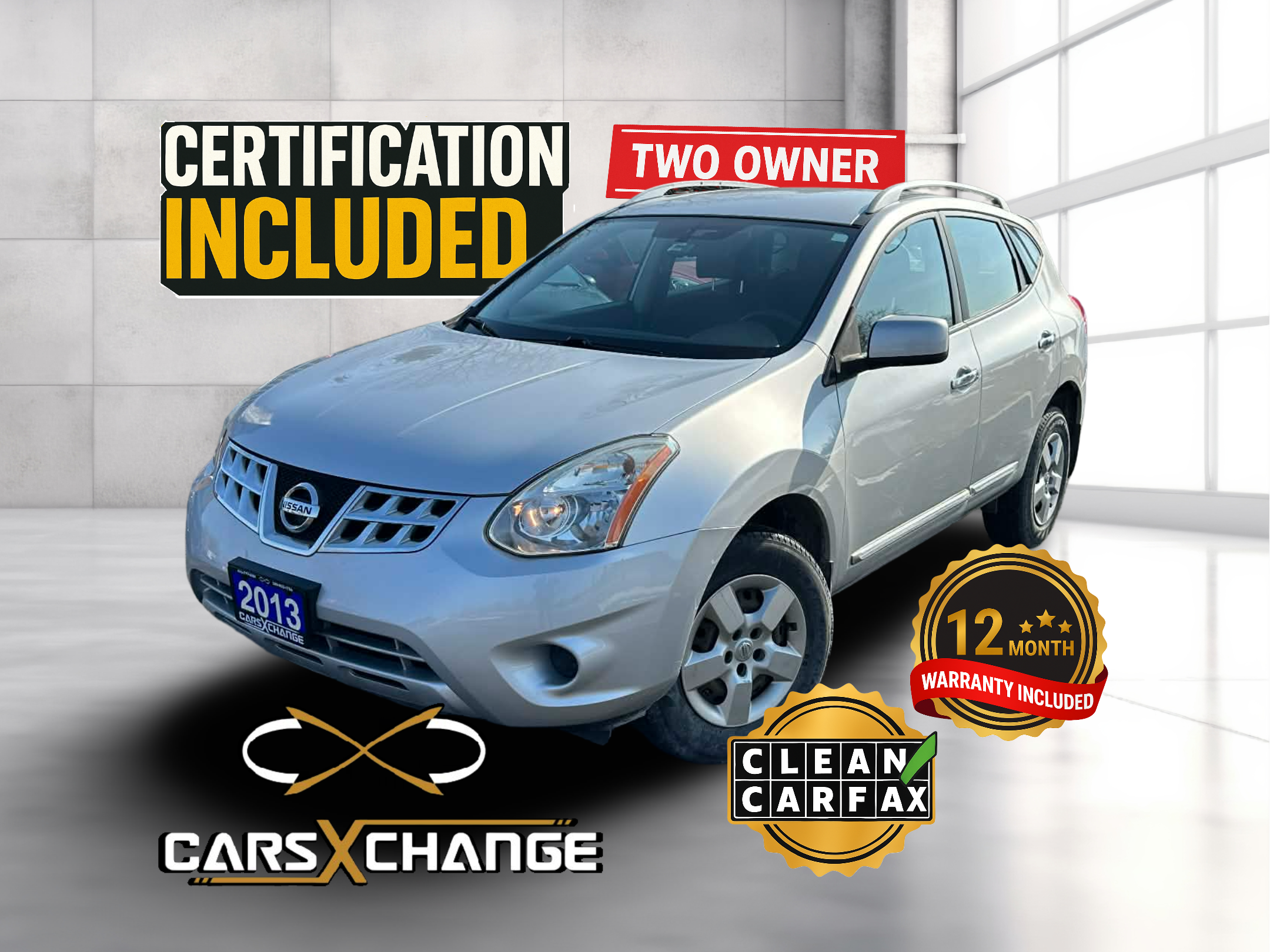 2013 Nissan Rogue S AWD TWO OWNER CLEAN CARFAX CERTIFY & WARRANTY (85,000KM)