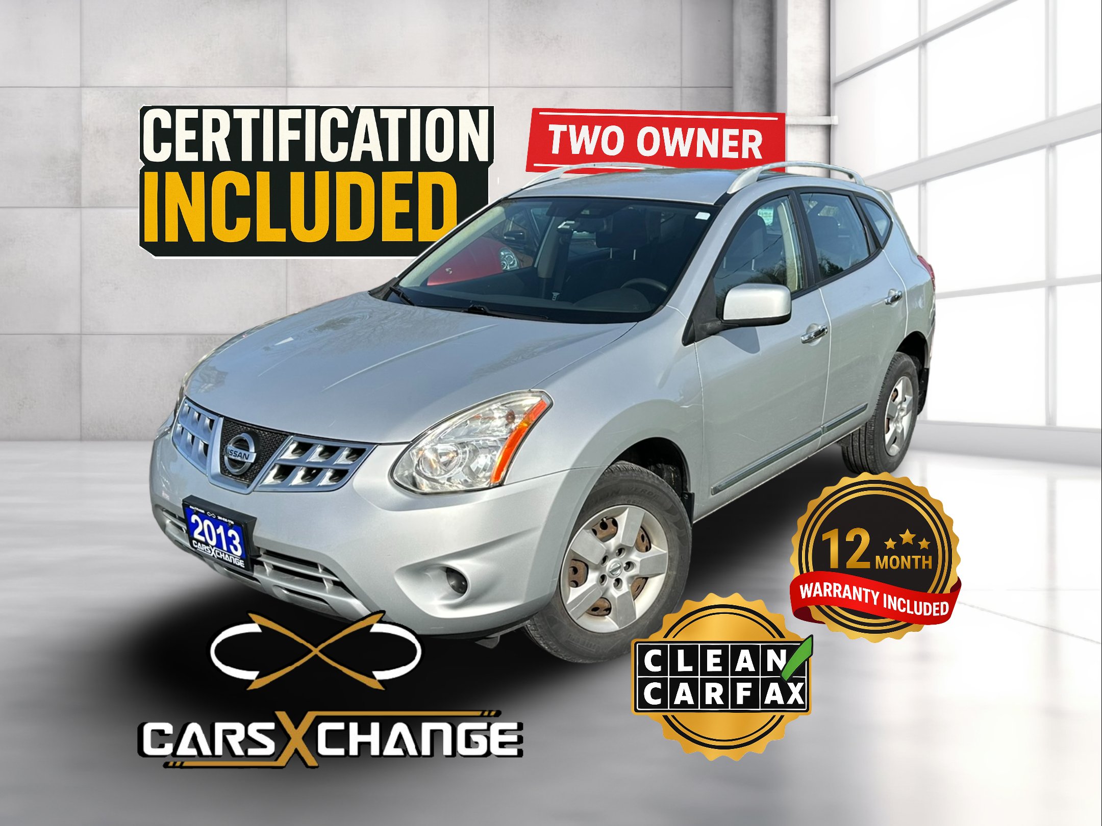 2013 Nissan Rogue S AWD TWO OWNER CLEAN CARFAX CERTIFY & WARRANTY (85,000KM)