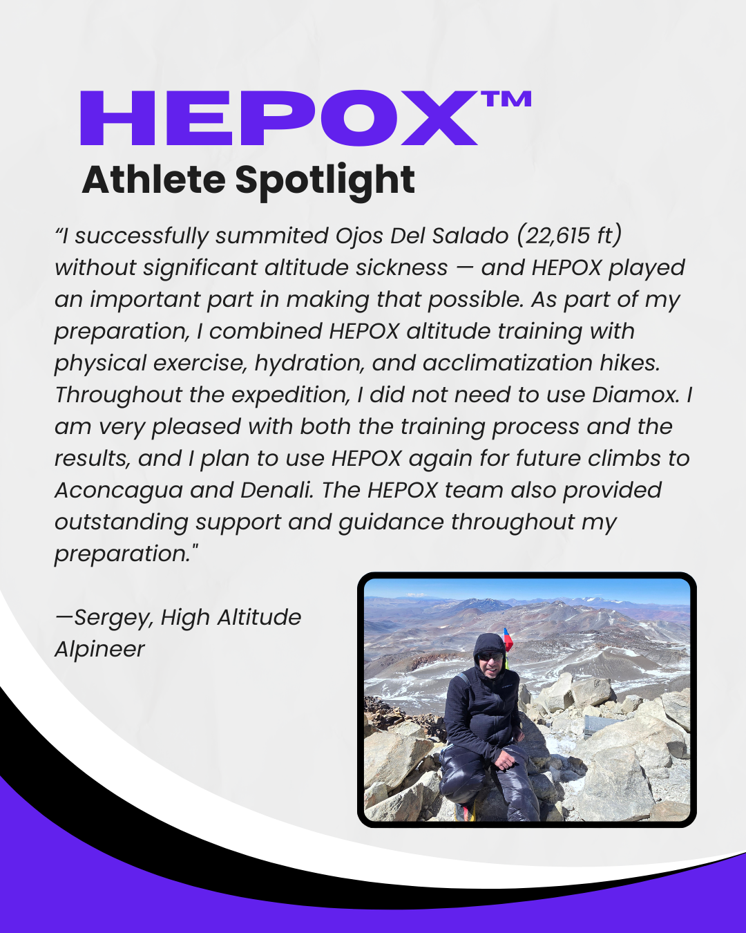 high altitude adaptation made possible by using HEPOX