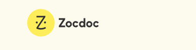 Zocdoc logo with a yellow circle containing a black letter 'z'