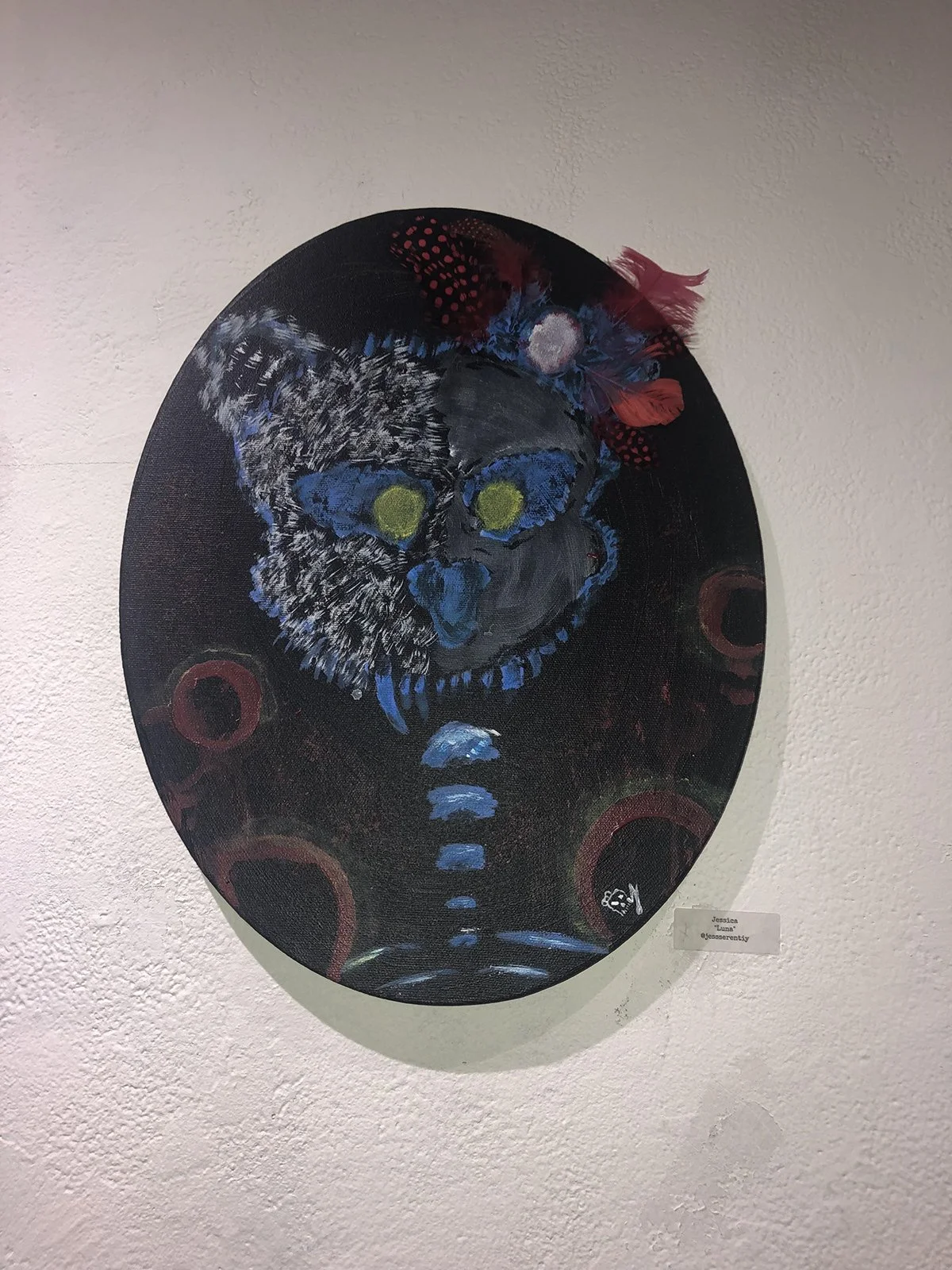 A dark art canvas featuring a mysterious cat, celebrating the beauty of imperfection and the artist’s love of cats. This piece by Jessica Cabrera blends gothic aesthetics, textured details, and expressive creativity to convey mystery, individuality, 