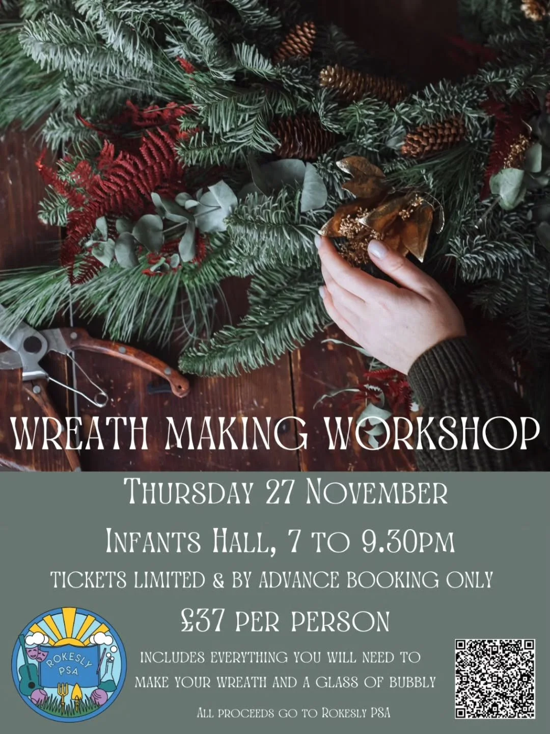 ✨ Join the Rokelsy PSA Festive Wreath Workshop! ✨
📅 Thursday 27 November 7-9:30pm, at the Infant Hall.
&pound;37 per person/wreath.

Come along for an evening of creativity, fun, and festive cheer! For &pound;37 you&rsquo;ll get everything you need 