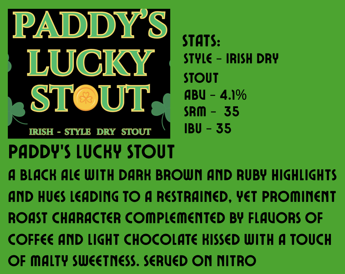 Description of Franklins Paddy's Lucky Stout Irish - style Dry Stout