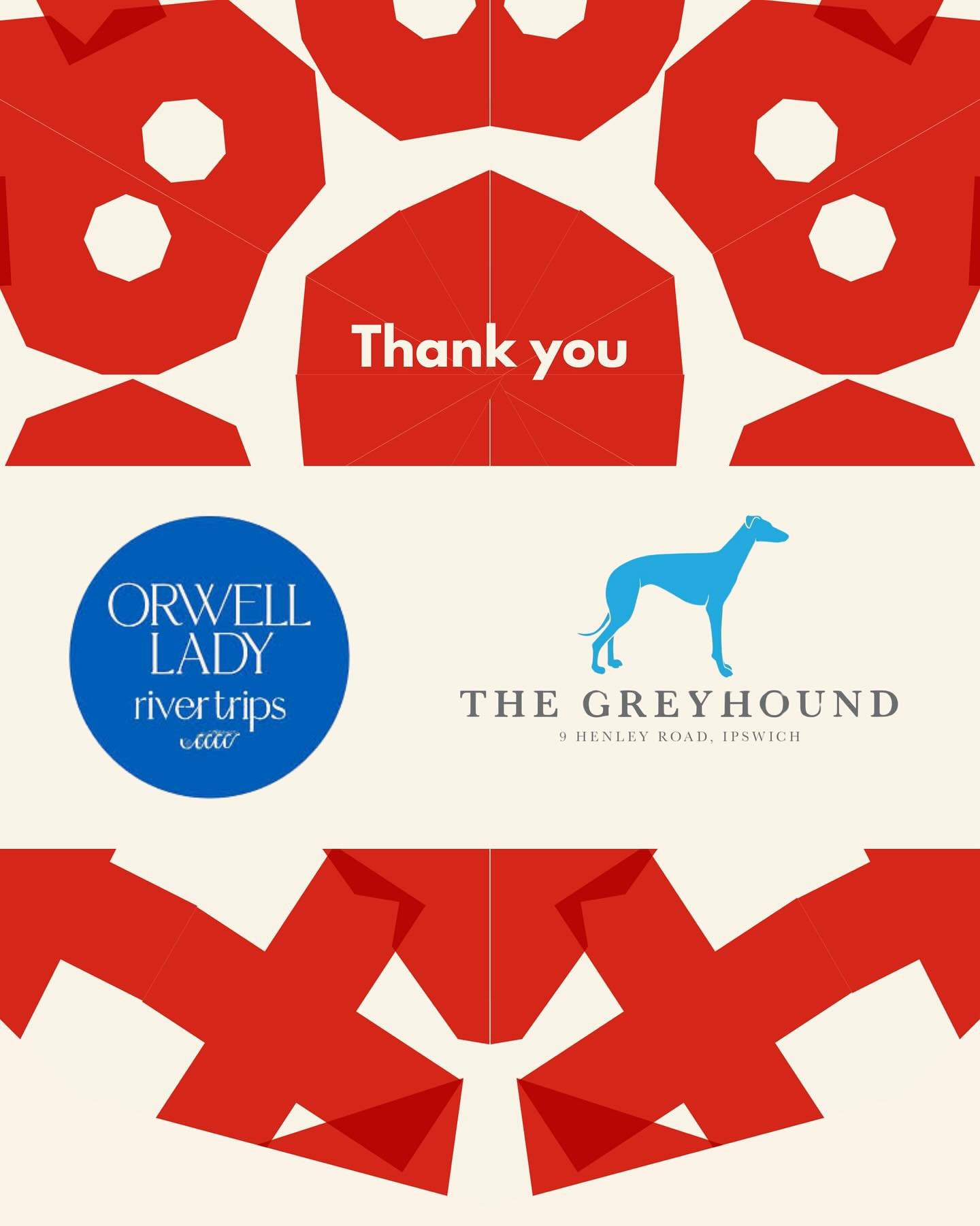 We are very grateful to our festival sponsors and partners. 
So another big thank you to @orwelllady, who offer river trips and so much more from Ipswich waterfront and @greyhoundips one of the most popular pubs around #ipswich #suffolk #bookfestival