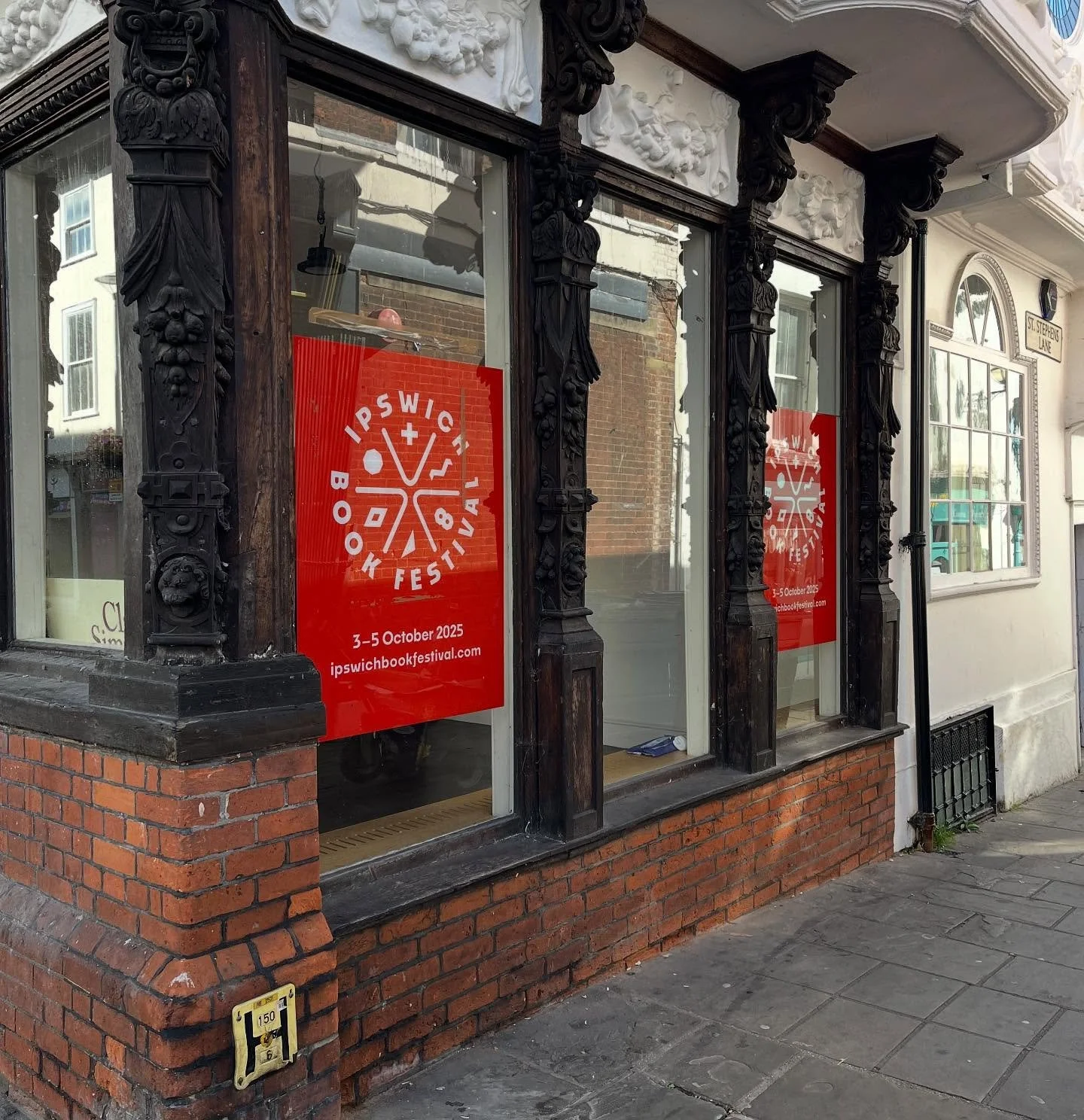 Very much looking forward to welcoming you all to the  Ancient House this weekend @ipswichbookfestival 
The window vinyls are up and the countdown has begun 
Check out the events schedule link in bio
The Ancient House will be our Book Festival hub fo