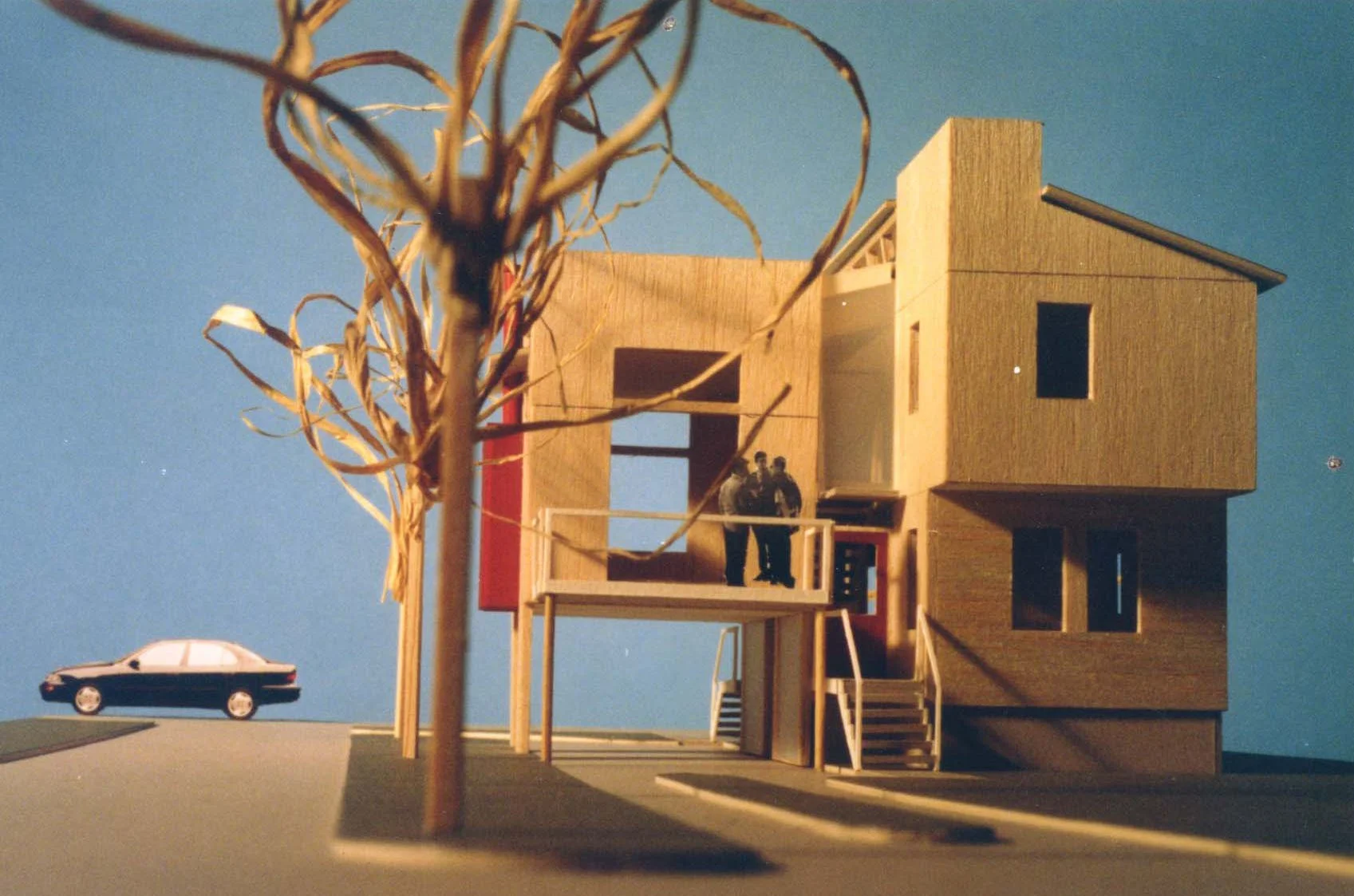 Columbus OH Infill House Prototype with Living Pavilion over Carport and stacked Private Wing on right