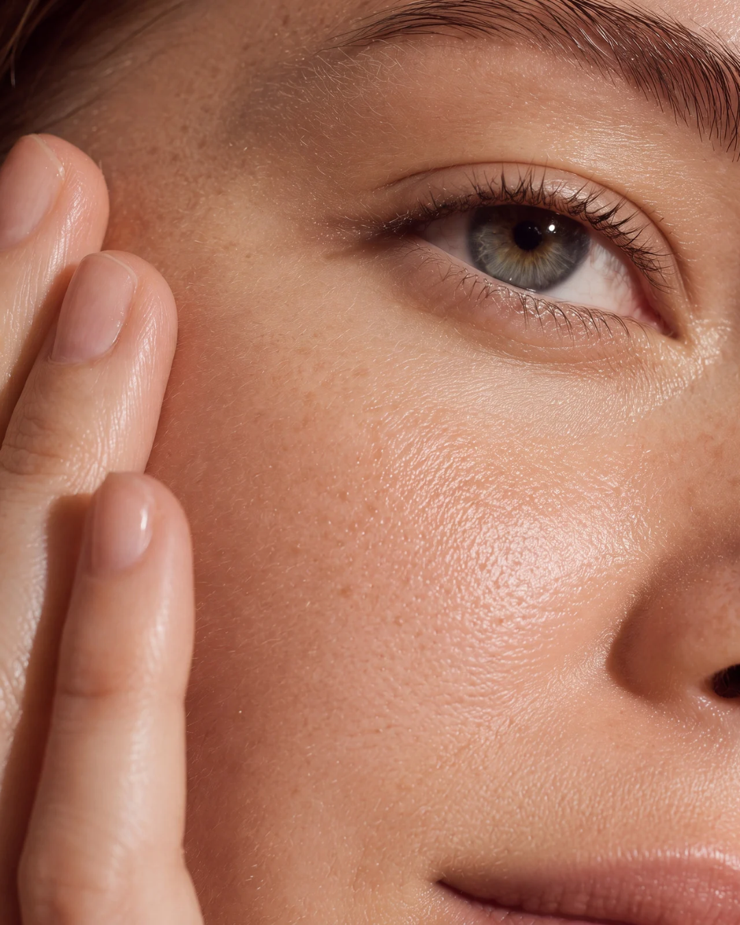 closeup of a woman with clearer skin after receiving acne scar treatment therapy at Derma in Baton Rouge