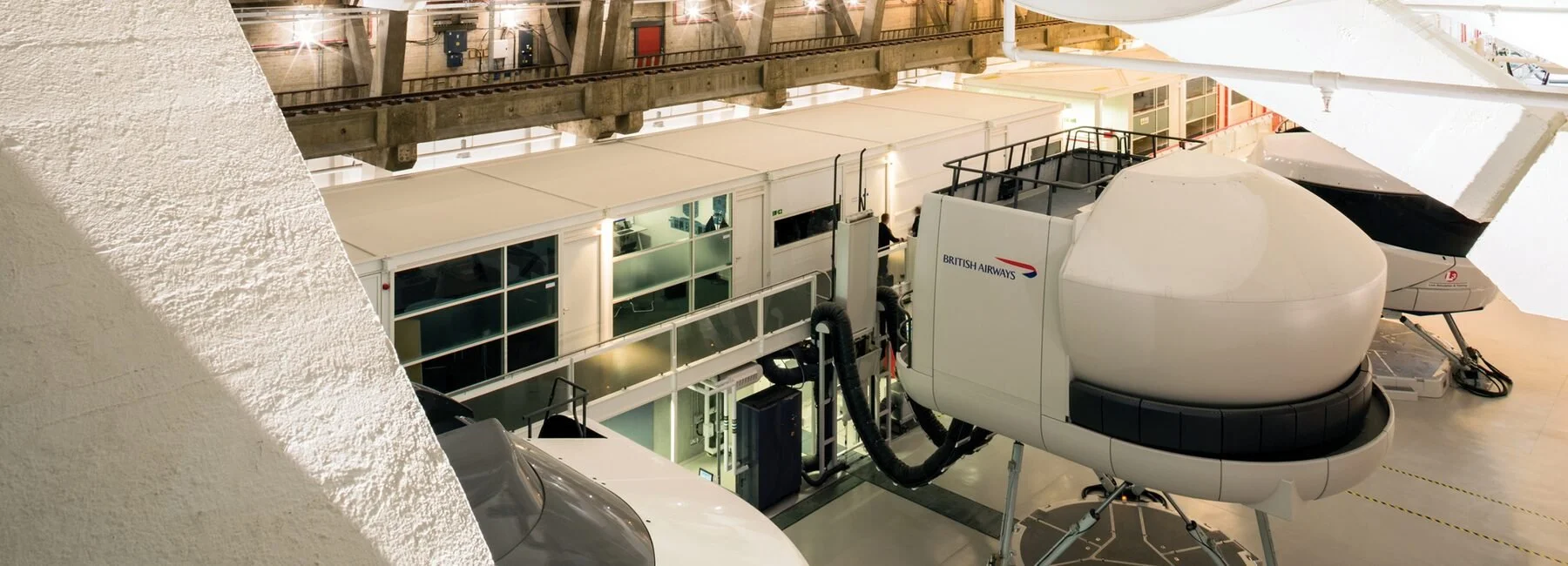 British Airways Flight Training Centre — Elevated View of Simulator Hall and Support Facilities, East Hangar, Heathrow