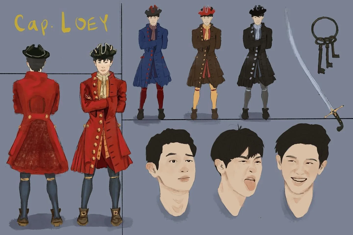 Captain LOEY 🏴&zwj;☠️ | Some character design practice for my digital painting class.

We had to design a character based on a specific time period and I chose the Golden Age of Piracy! I&rsquo;ve been low key obsessed with pirates since I read a Ne