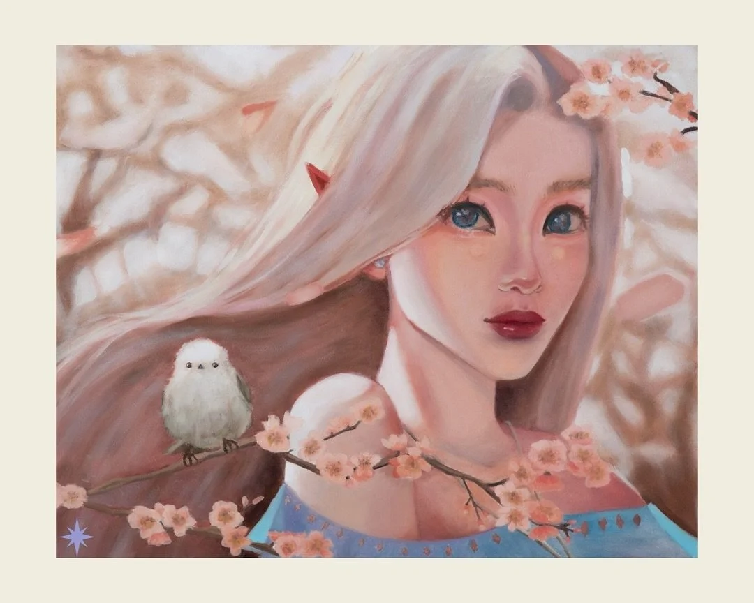 plum blossoms in the wind 🌸
20 x 16
Oil on panel
2025

My third painting of my semester-long project, this time my girl Luthien surrounded by plum blossoms, perfect for Spring 😊👐🏻 This one is also a redesign of an old digital painting I made on P