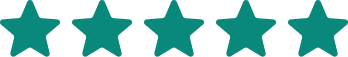 Five teal-colored stars in a row.