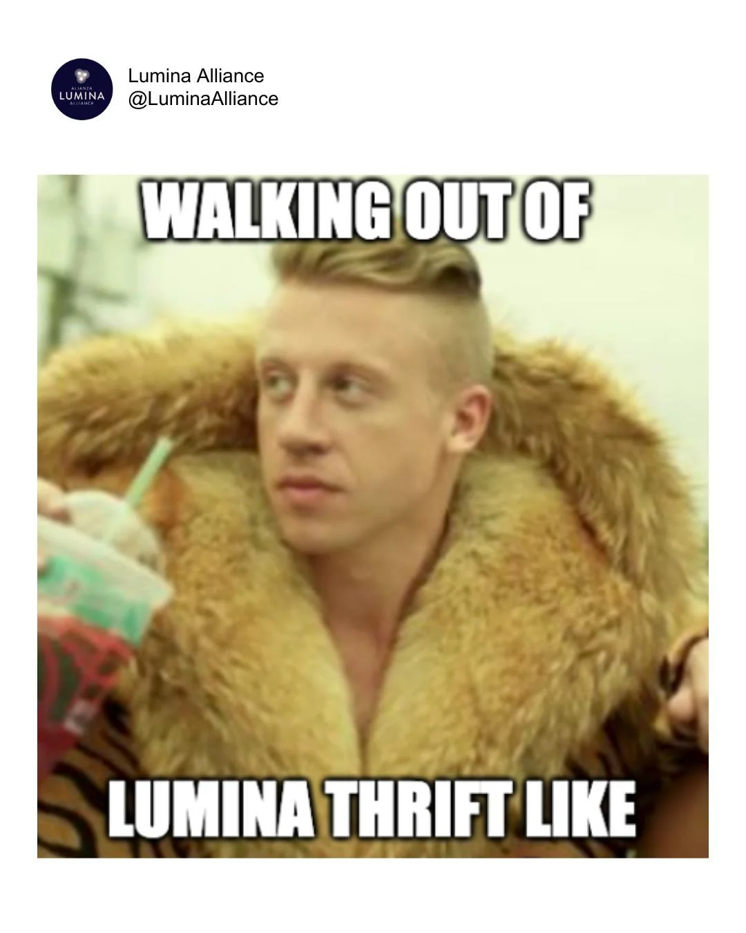 🎶 &ldquo;I&rsquo;m gonna pop some tags&hellip;&rdquo; but make it Lumina Thrift style.⁠
⁠
If you&rsquo;re hunting for something unique, vintage, or just ridiculously cute, our racks are ready for you. Cozy sweaters, designer bags, fresh home goods, 