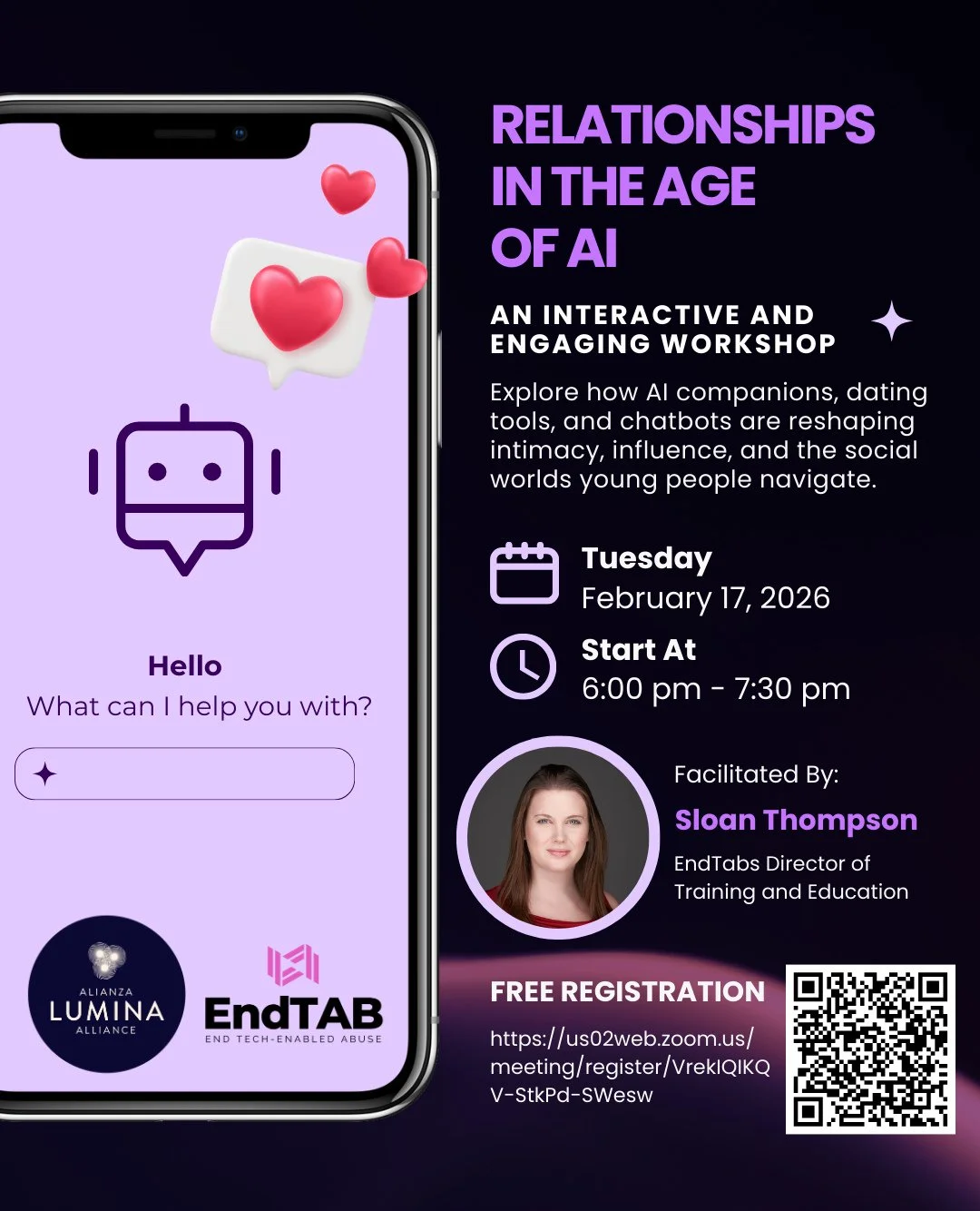 TODAY!! ✨ FREE workshop for parents, guardians, and anyone working with teens.⁠
⁠
We can&rsquo;t talk about relationships anymore without talking about AI. This timely session explores how AI is showing up in dating apps, social media, and even as co